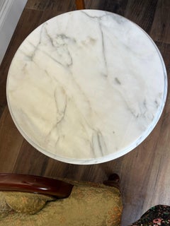 Vintage Eastlake Style Italian Marble Top Pedestal Occasional Table