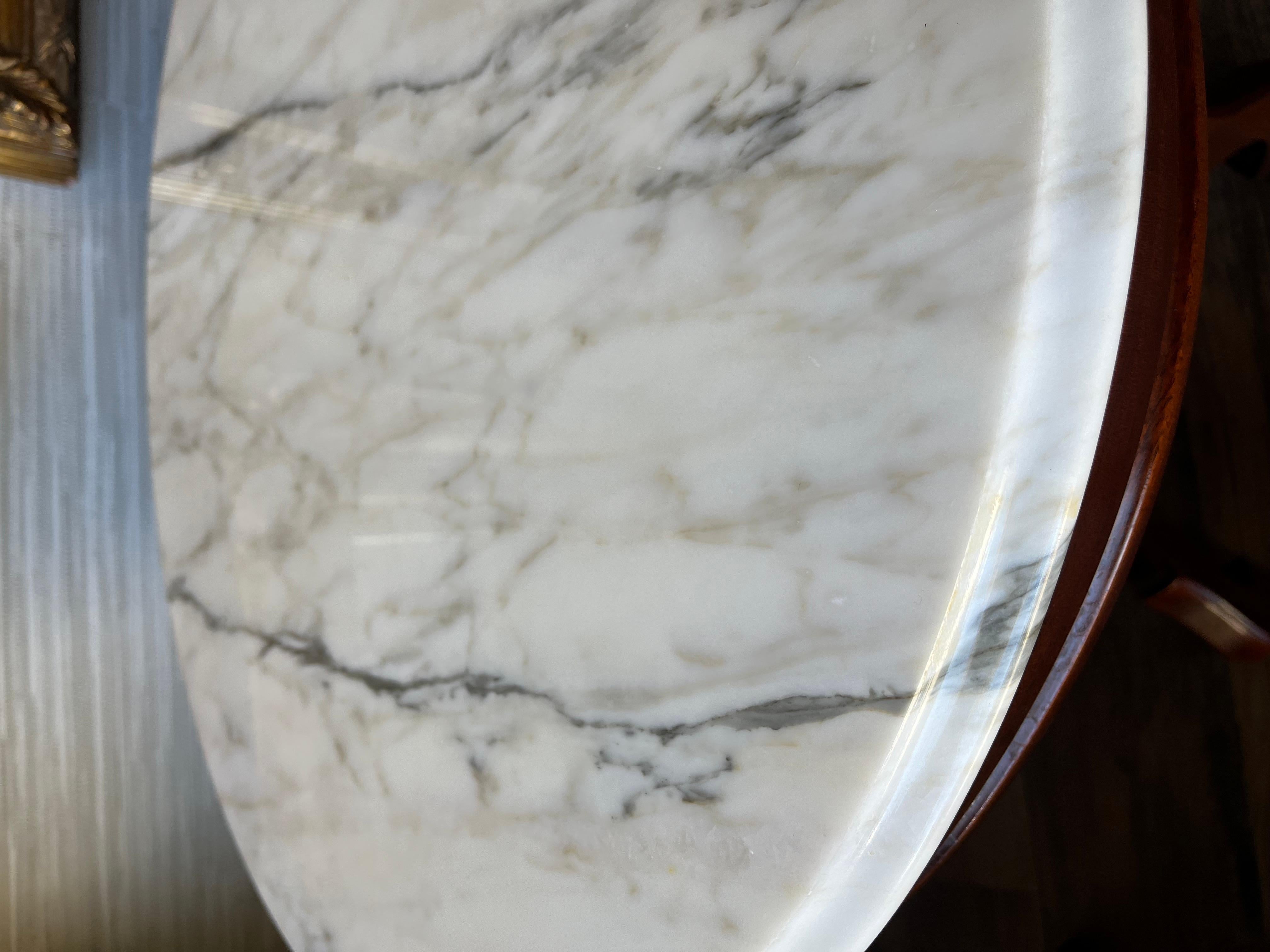 Mid-20th Century Vintage Eastlake Style Italian Marble Top Pedestal Occasional Table