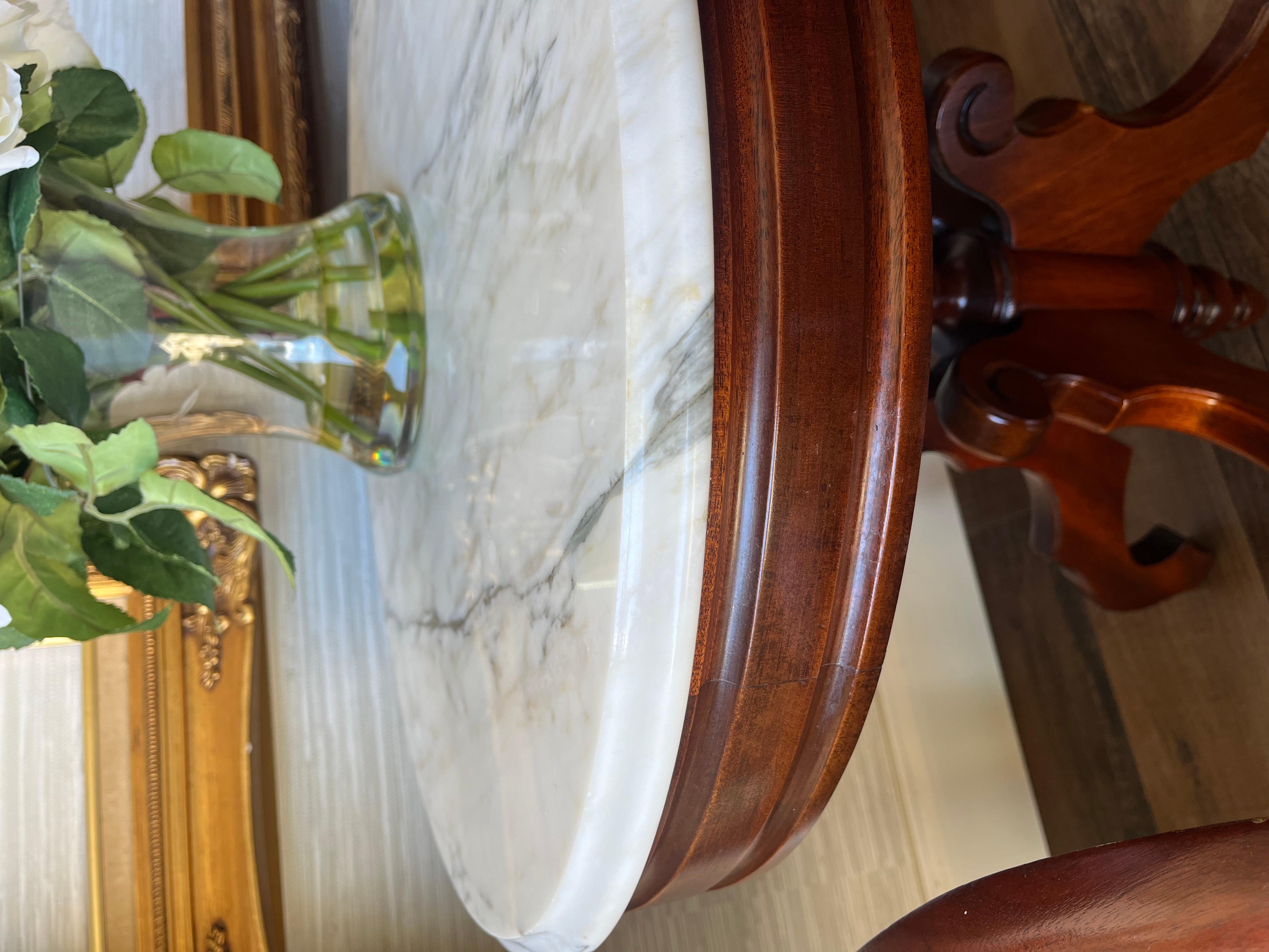 Vintage Eastlake Style Italian Marble Top Pedestal Occasional Table 1