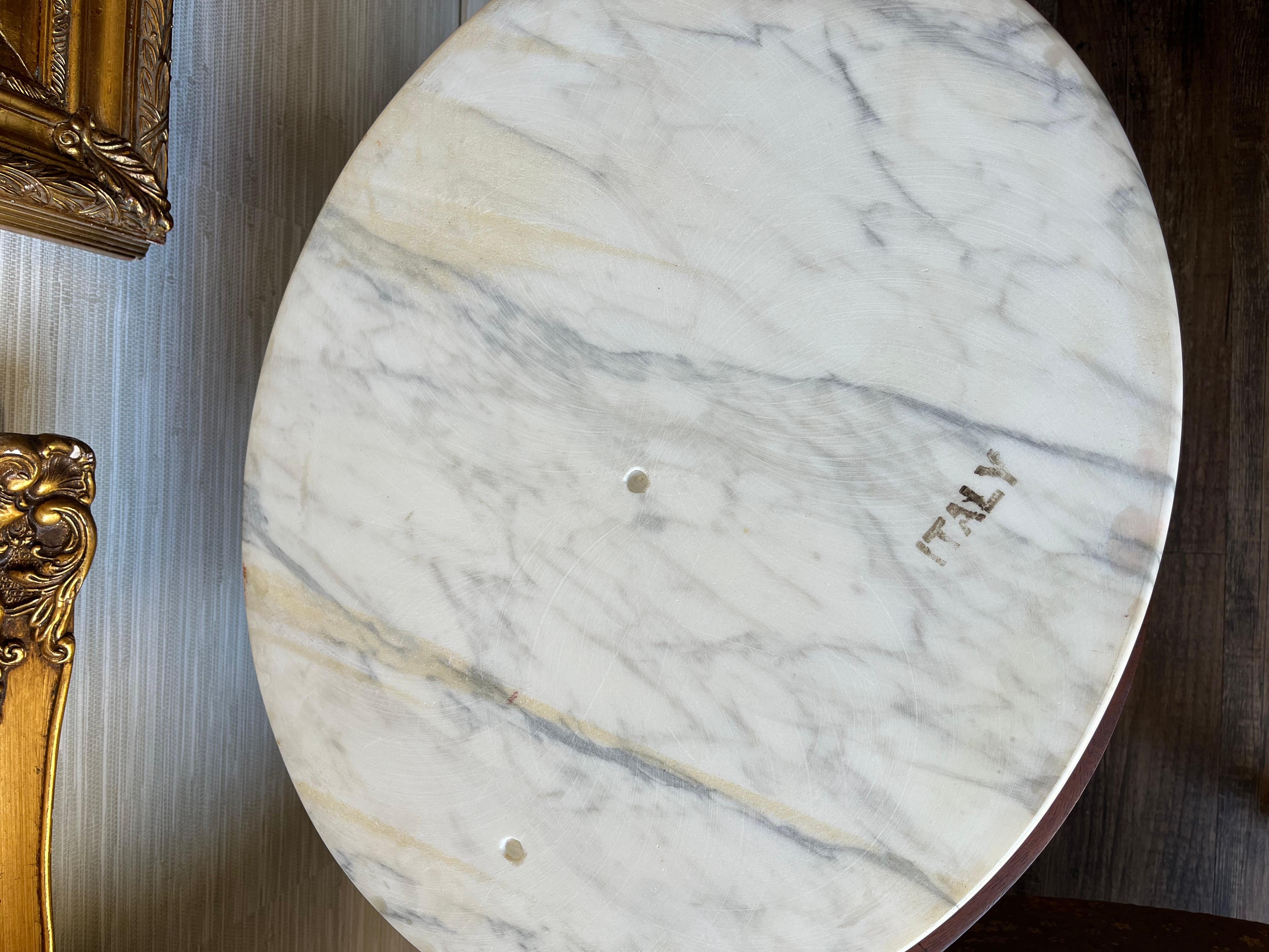 Vintage Eastlake Style Italian Marble Top Pedestal Occasional Table 2
