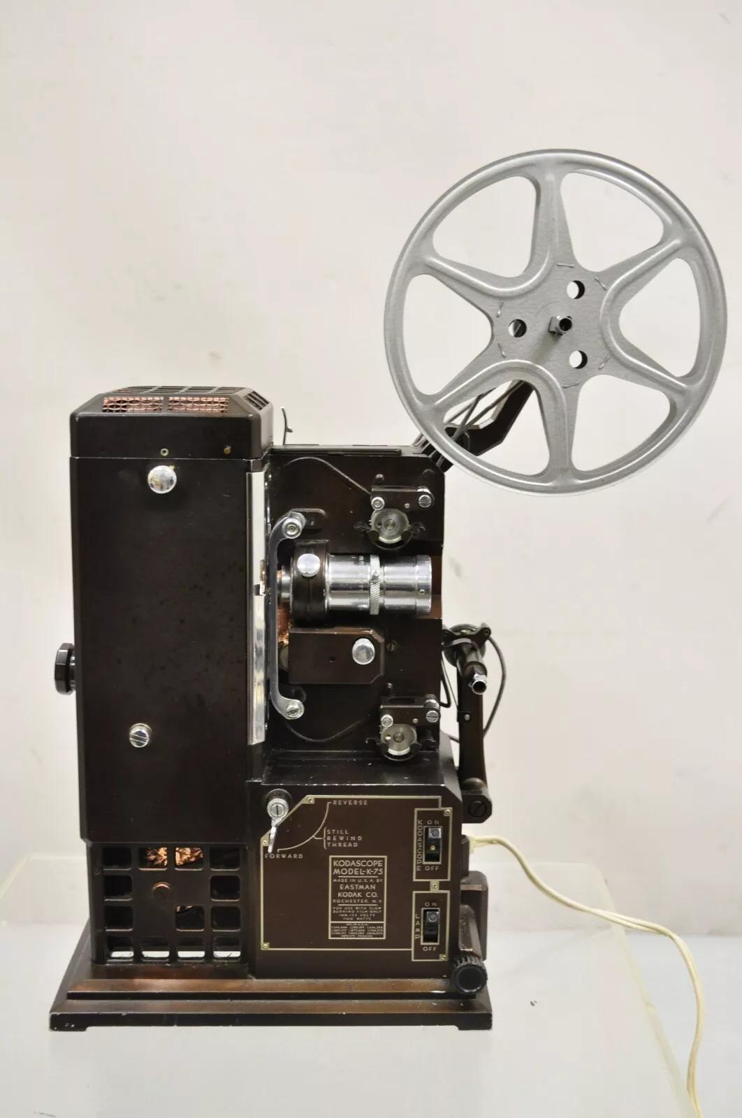 Vintage Eastman Kodak Kodascope Model K-75 Art Deco Movie Projector in Case. Circa Early 20th Century. Measurements: Case: 14