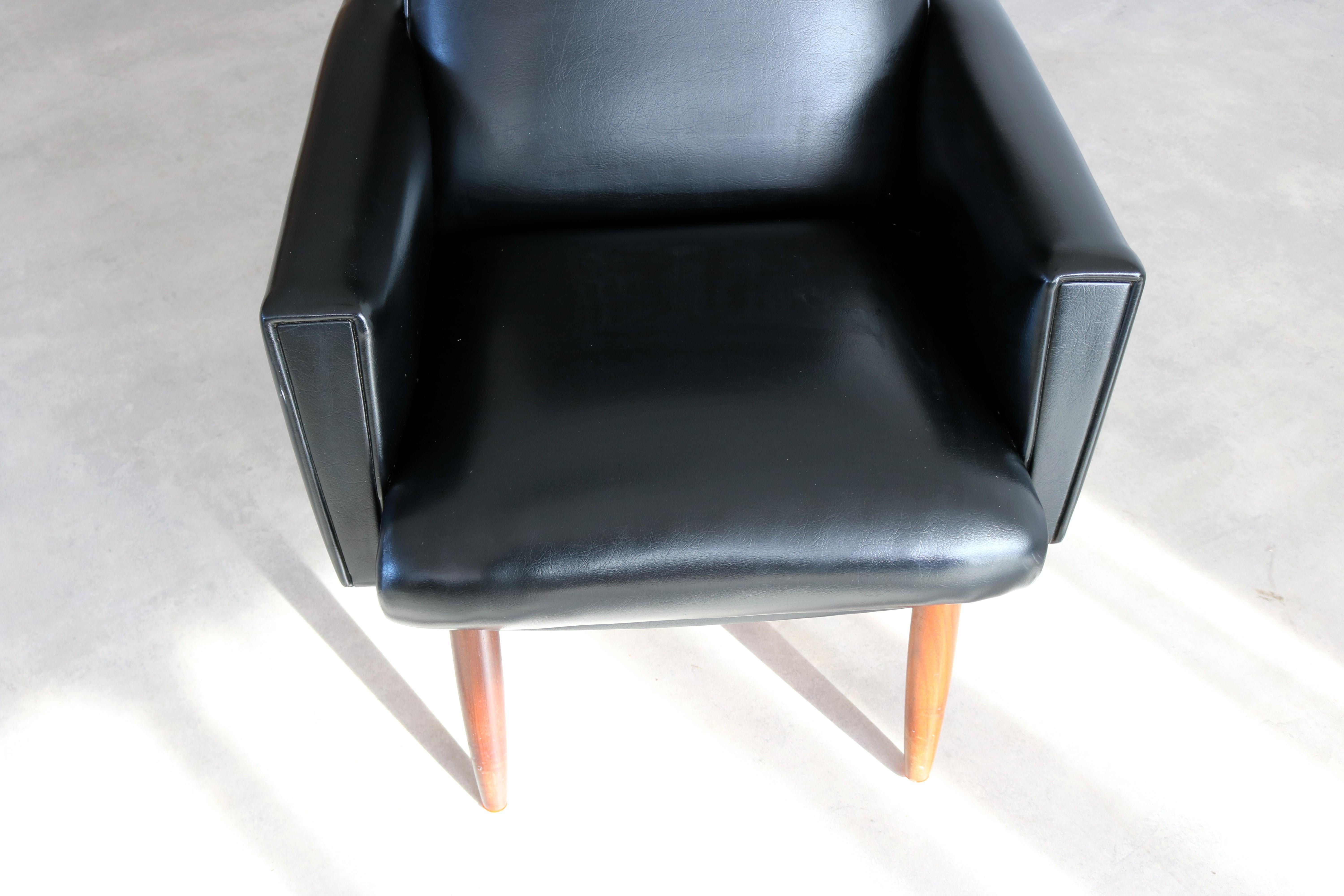 Leather vintage easy chair  armchair  60s  Danish For Sale