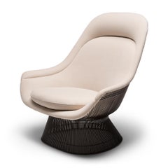Vintage Easy Chair by Warren Platner in Creme Velour, c. 1960s