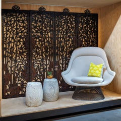 Vintage Easy Chair by Warren Platner in Creme Velour, c. 1960s