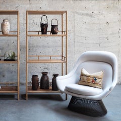 Vintage Easy Chair by Warren Platner in Creme Velour, c. 1960s