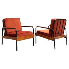 Sillón Vintage de los años 50, estilo Jean Prouvé - Lote de 2