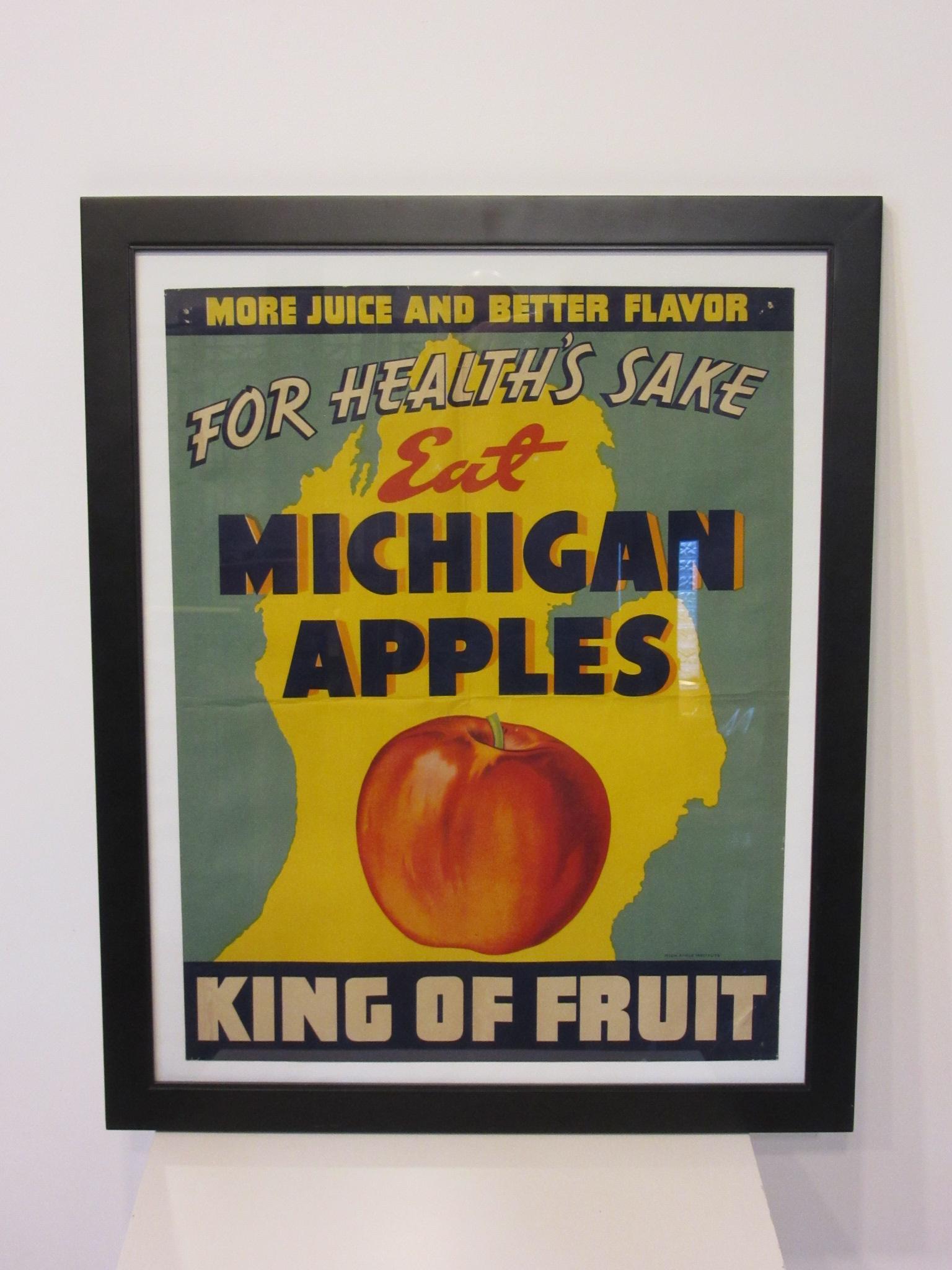 American Vintage Eat Michigan Apples Fruit Poster