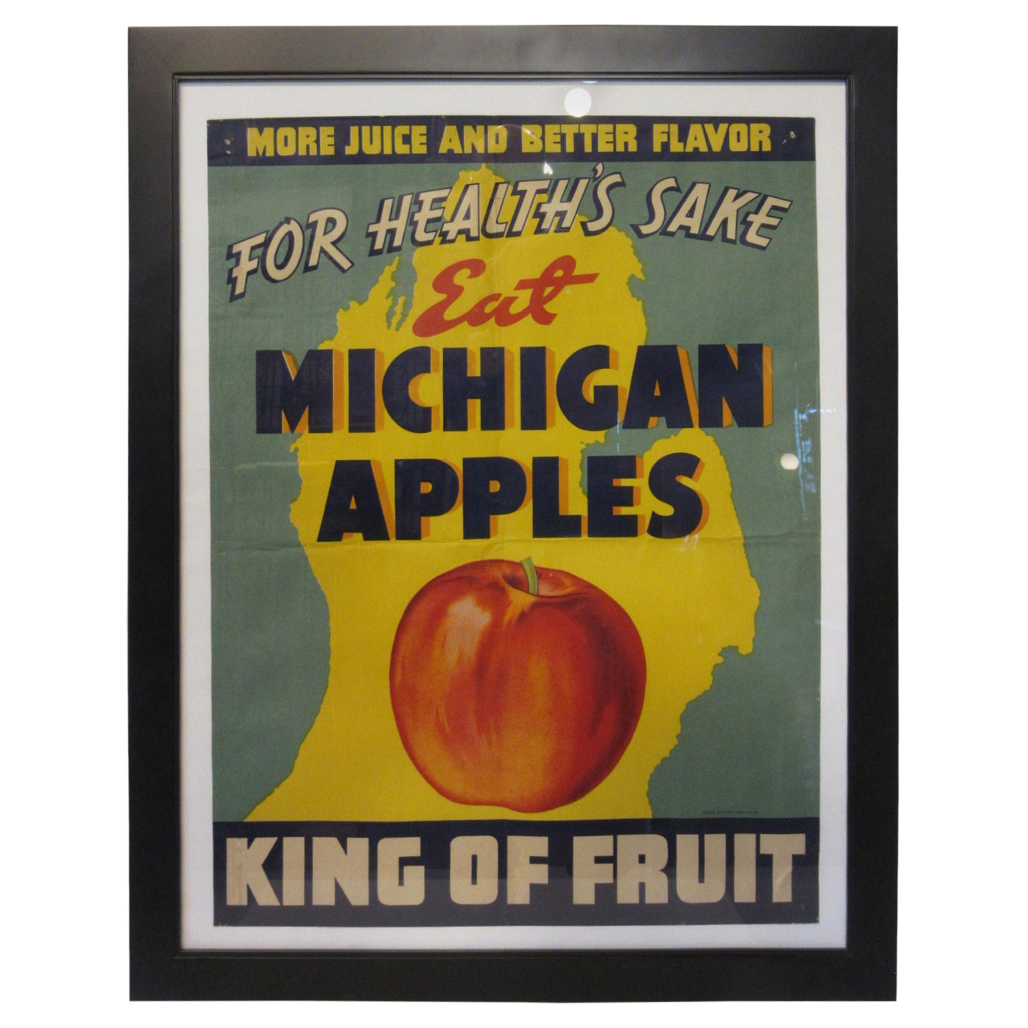 Vintage Eat Michigan Apples Fruit Poster