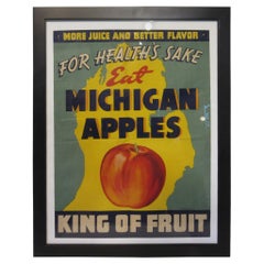 Retro Eat Michigan Apples Fruit Poster