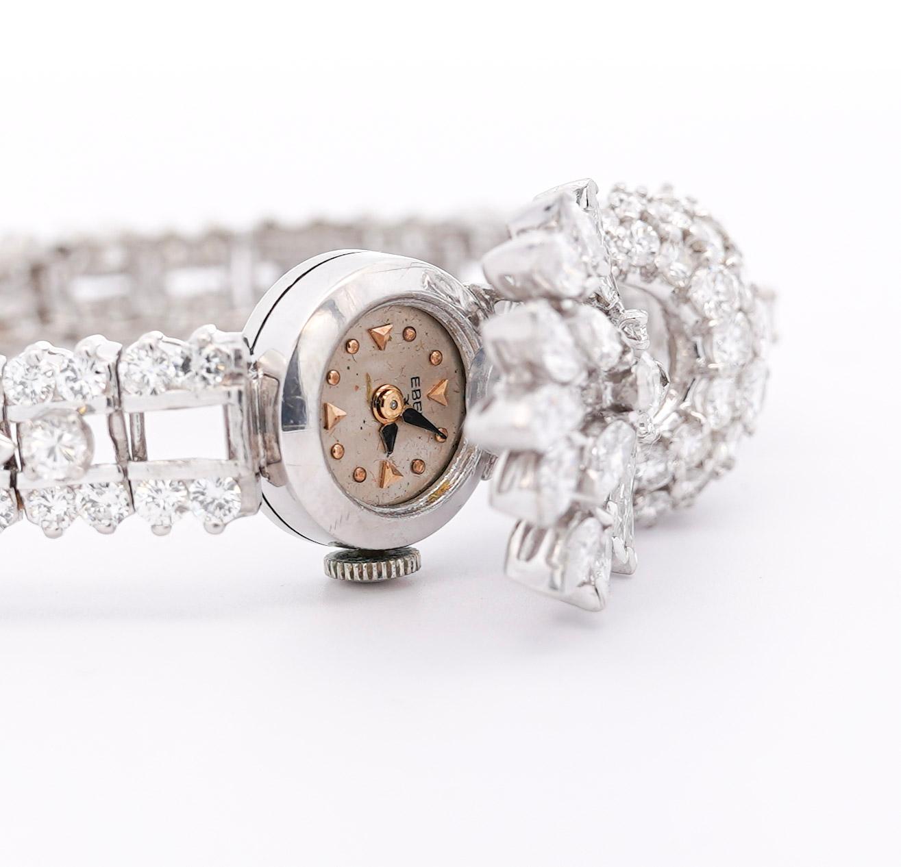 Vintage Ebel 11 Karat Multi-Cut Diamant & Platin Secret Watch mit Handaufzug, Vintage im Angebot 3