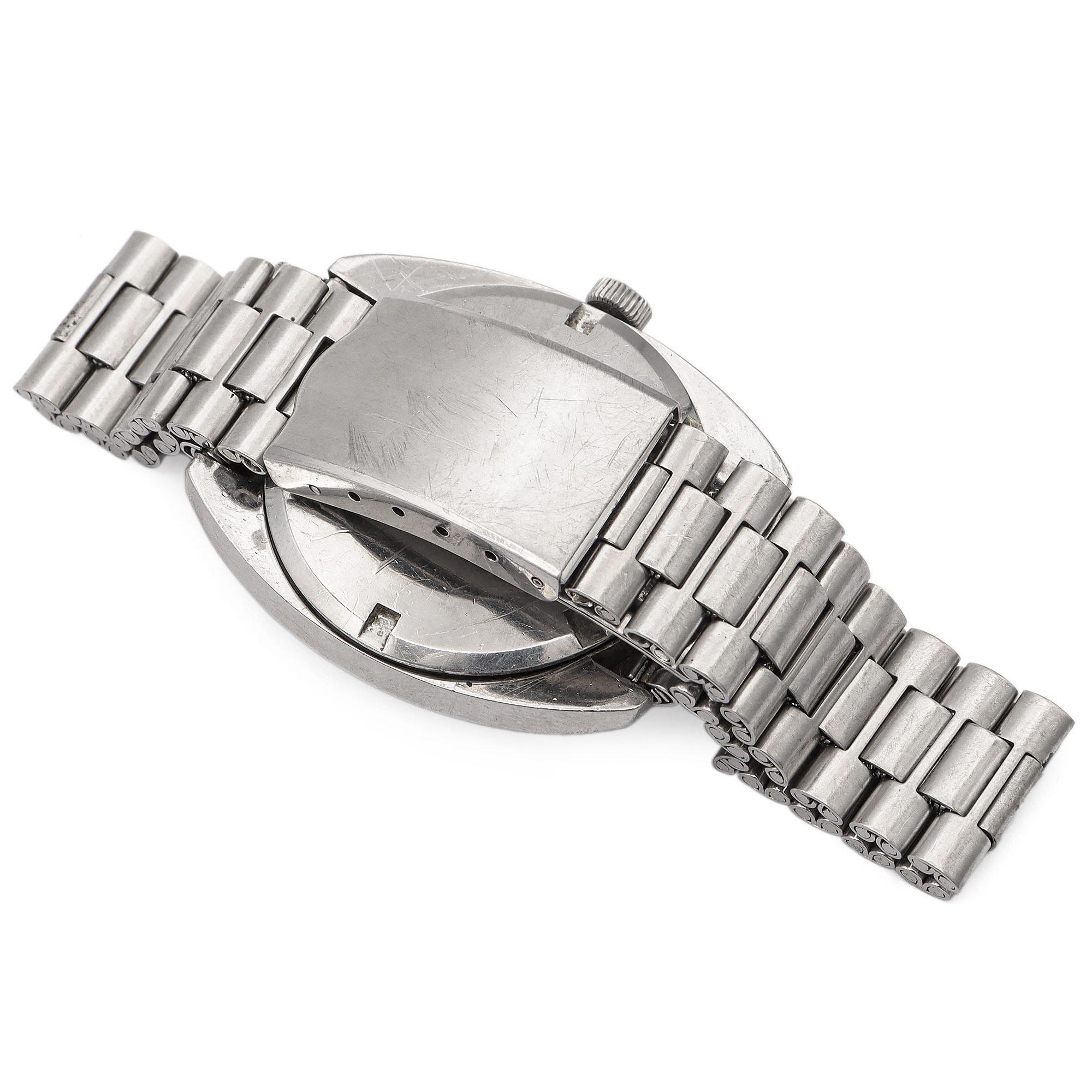 Vintage Ebel Stainless Steel Men's Automatic Day Date Watch For Sale 2
