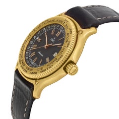 Vintage Ebel Voyager Weltzeit 18k Gelbgold Schwarzes Zifferblatt Automatik 8124913, Vintage