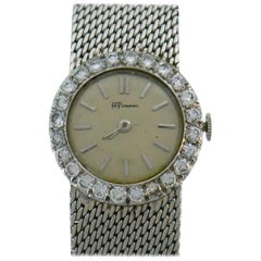 Retro Ebel White Gold Diamond Wristwatch Retailed by H. Pommier, 1950s