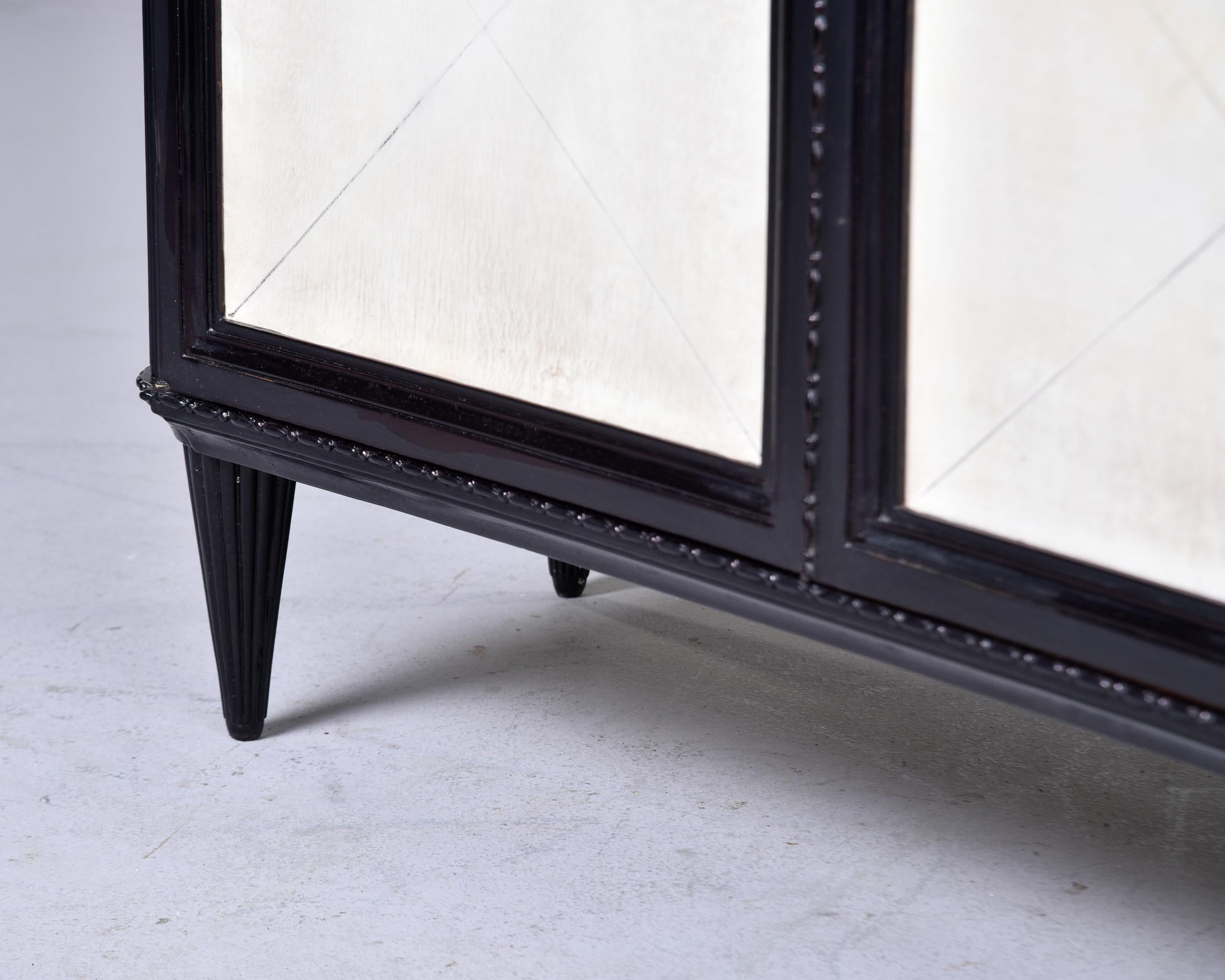 Vintage Ebonised Chest with Parchment Doors   For Sale 4