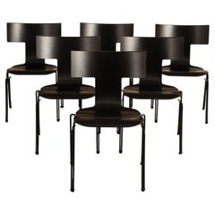 Set di 6 sedie vintage Anziano ebanizzate, disegnate da John Hutton per Donghia