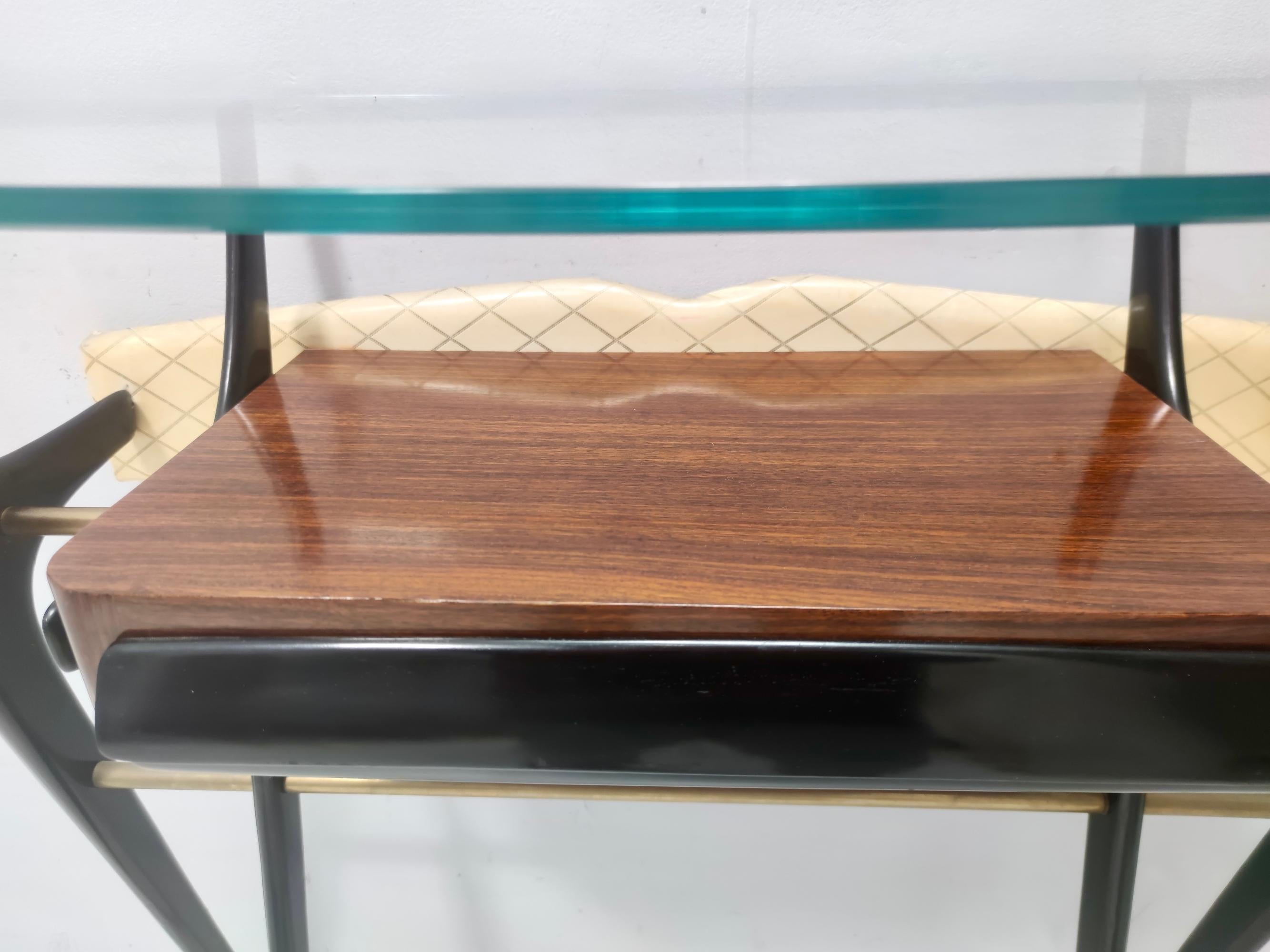 Vintage Ebonized Beech and Glass Console Table in the Style of Ico Parisi, Italy For Sale 8