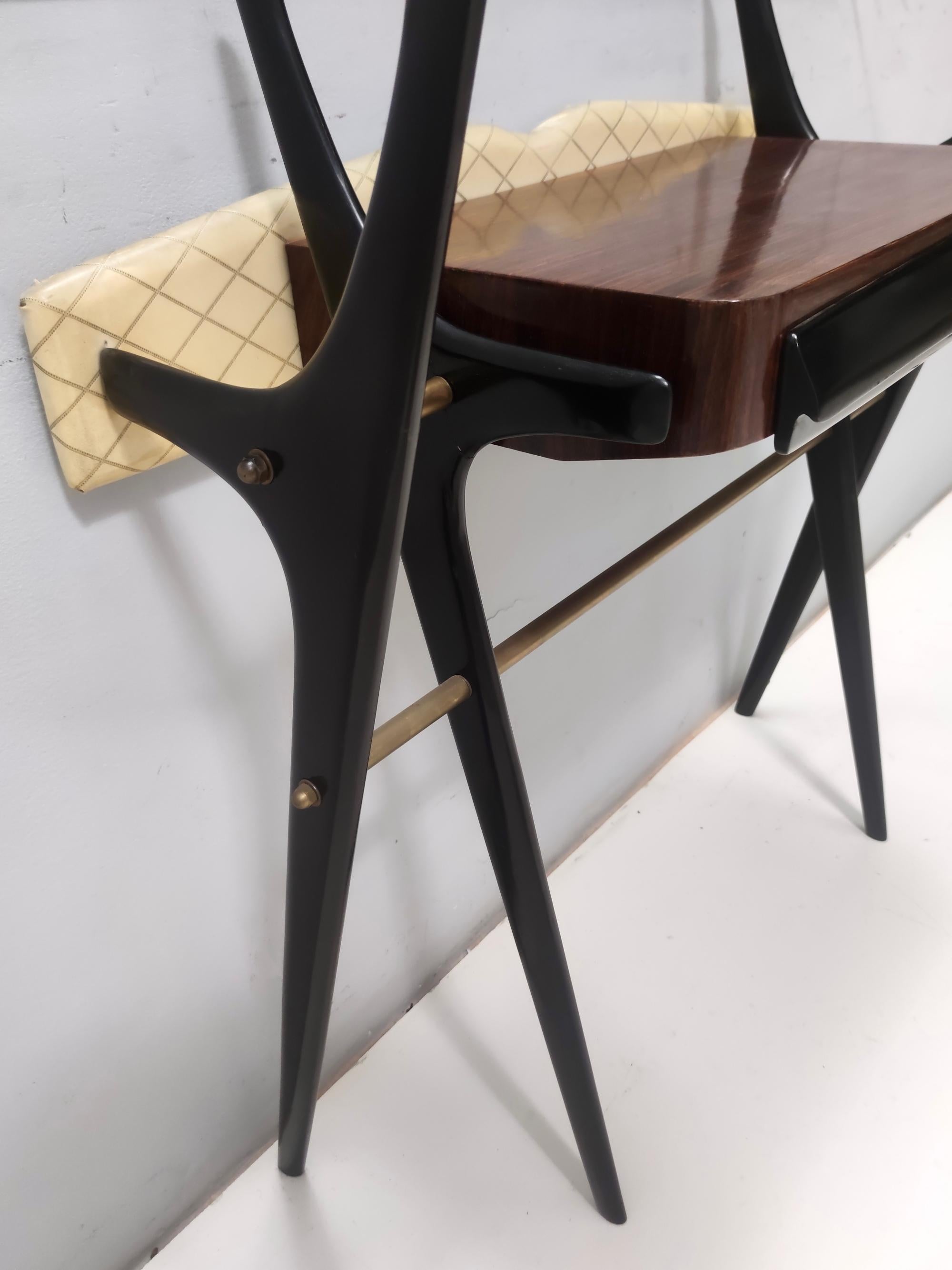 Vintage Ebonized Beech and Glass Console Table in the Style of Ico Parisi, Italy For Sale 10