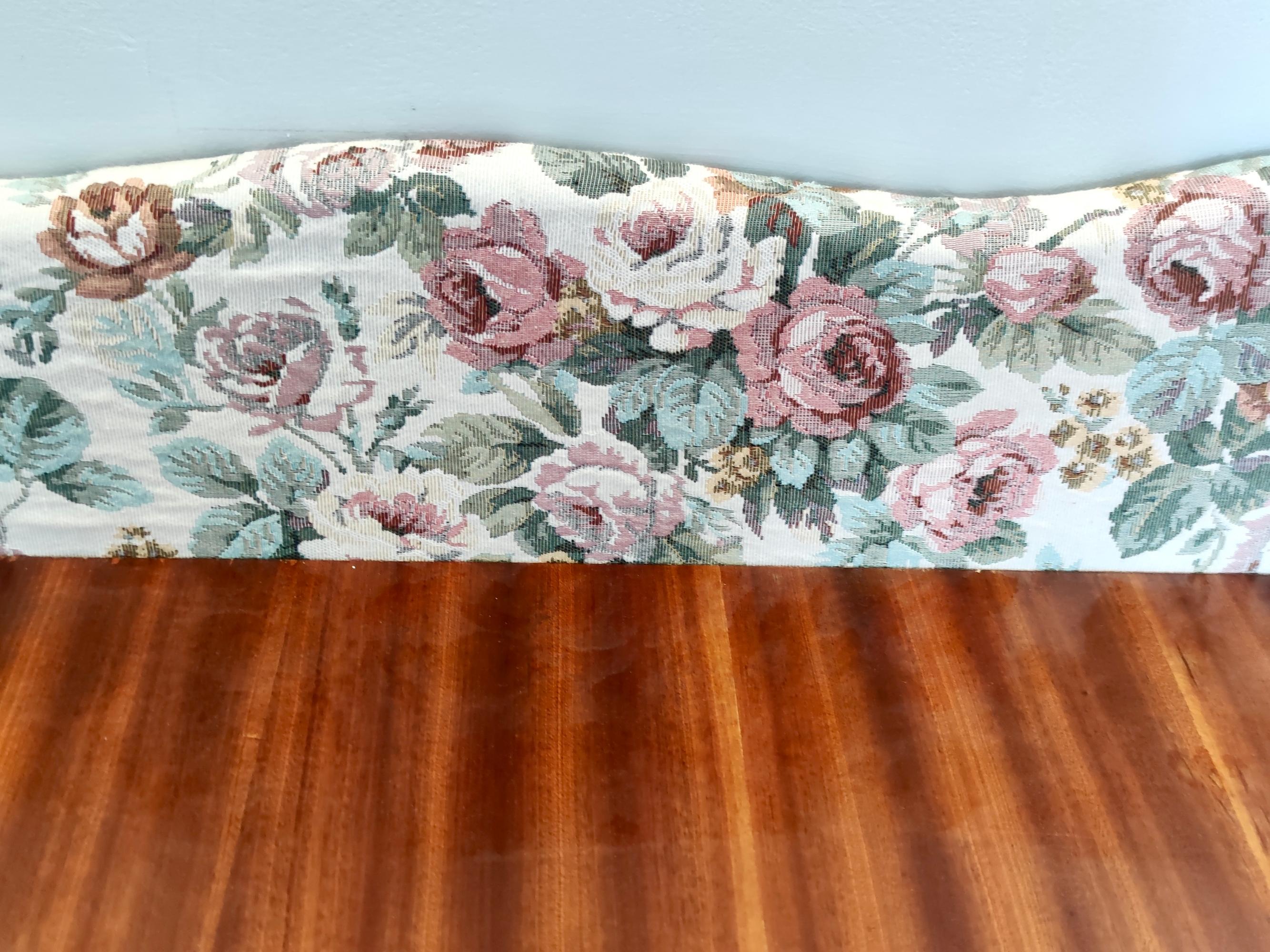Vintage Ebonized Beech and Rose-Patterned Fabric Console with a Drawer, Italy For Sale 2