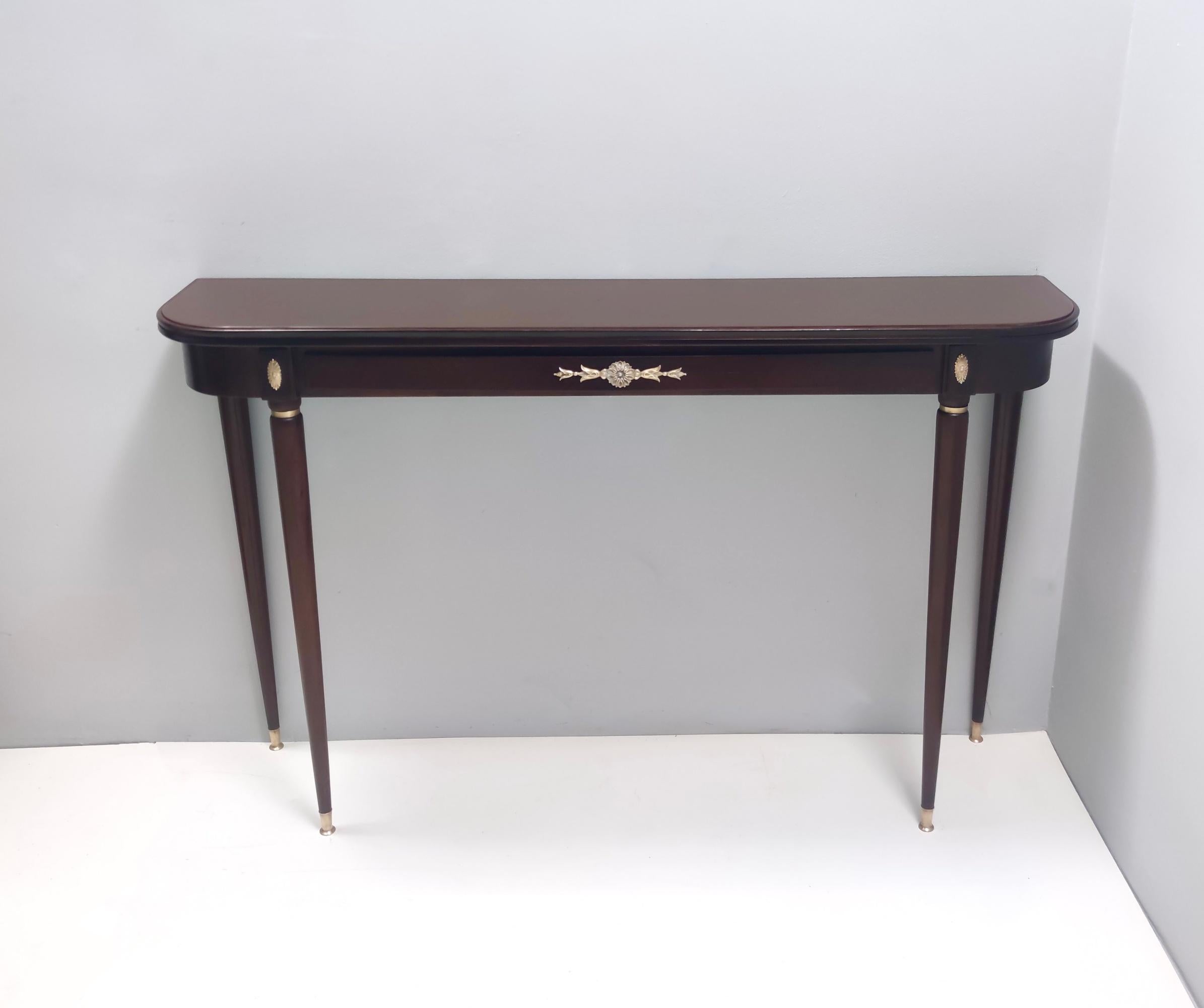 Vintage Ebonized Beech Console Table by Paolo Buffa with Glass Top, Italy In Excellent Condition In Bresso, Lombardy