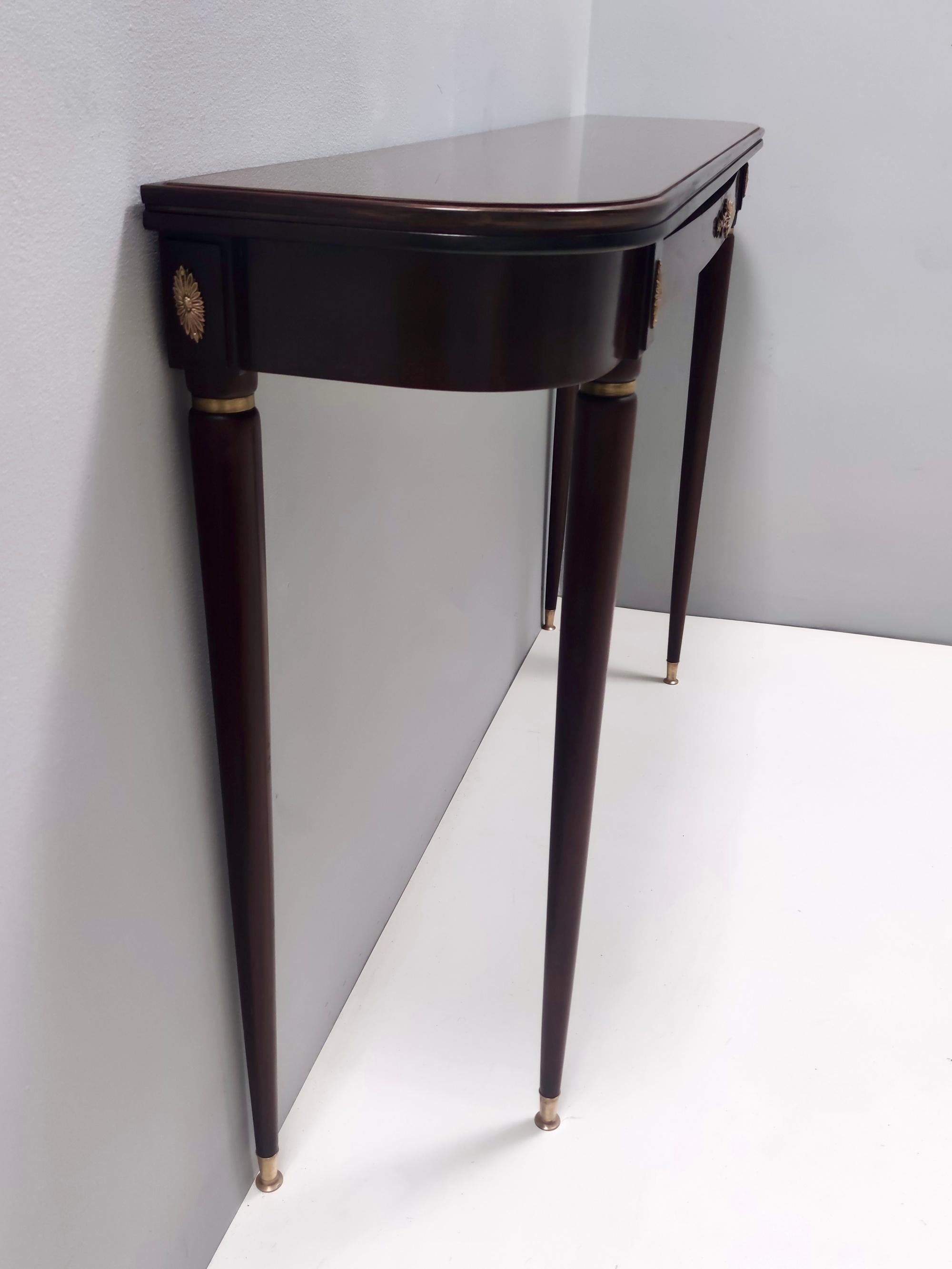 Mid-20th Century Vintage Ebonized Beech Console Table by Paolo Buffa with Glass Top, Italy