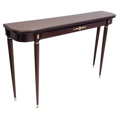 Vintage Ebonized Beech Console Table by Paolo Buffa with Glass Top, Italy