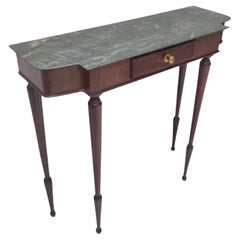 Vintage Ebonized Beech Console Table with a Green Alps Marble Top, Italy