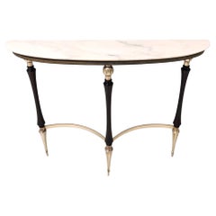 Vintage Ebonized Beech Console Table with Portuguese Pink Marble Top, Italy