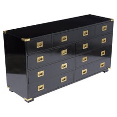 Vintage Ebonized Campaign Chest of Drawers