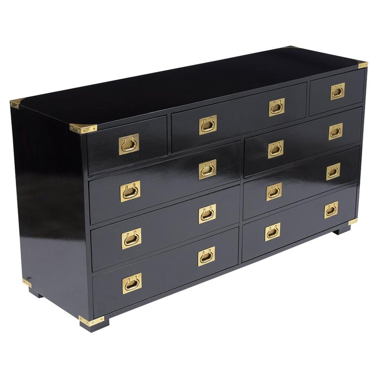 Vintage Ebonized Campaign Chest of Drawers at 1stDibs