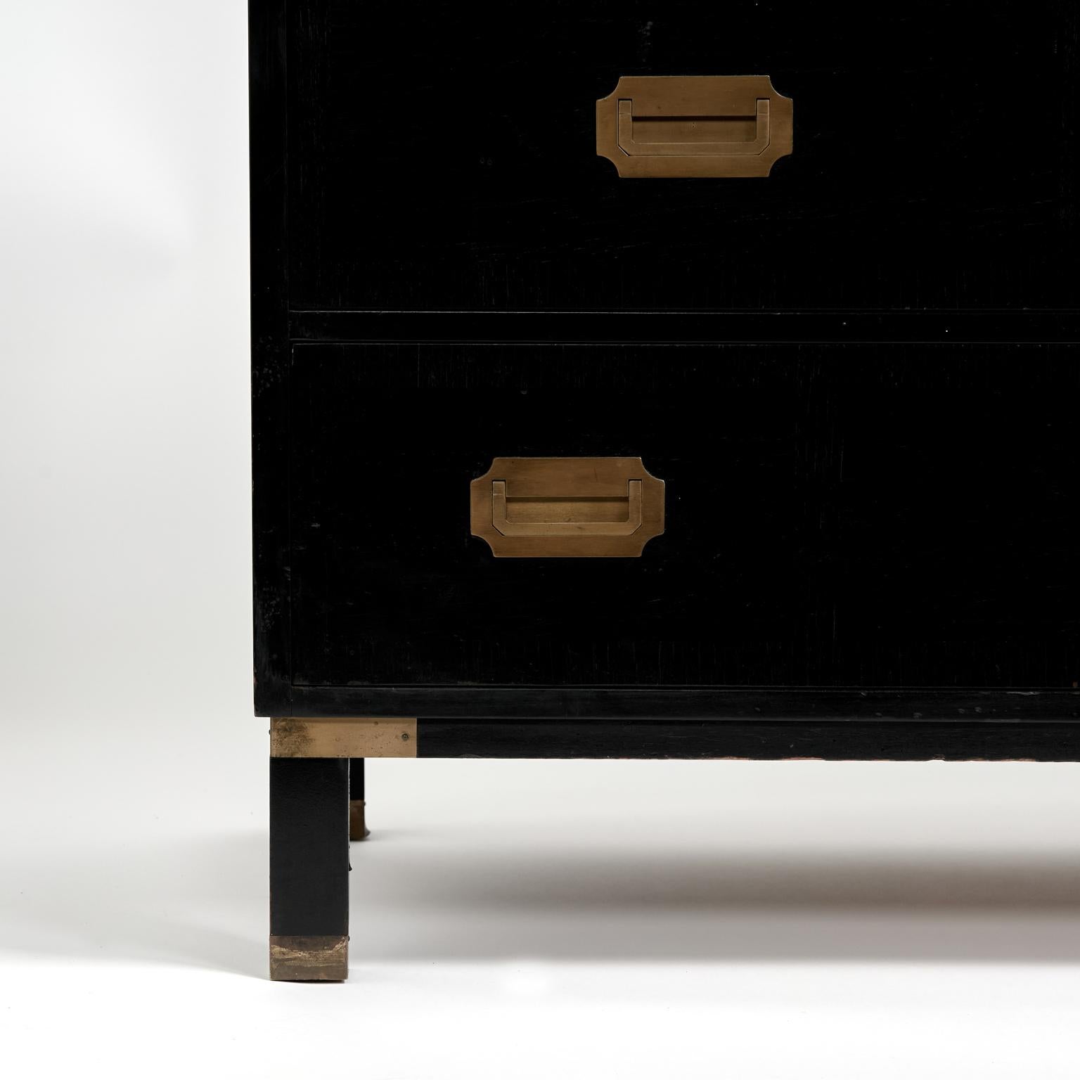 Vintage Ebonized Campaign Style Chest by Milling Road For Sale 3