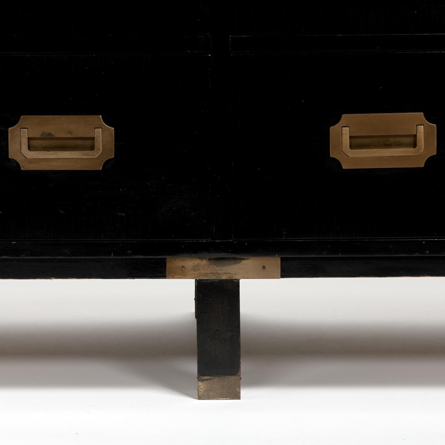 Vintage Ebonized Campaign Style Chest by Milling Road For Sale 4