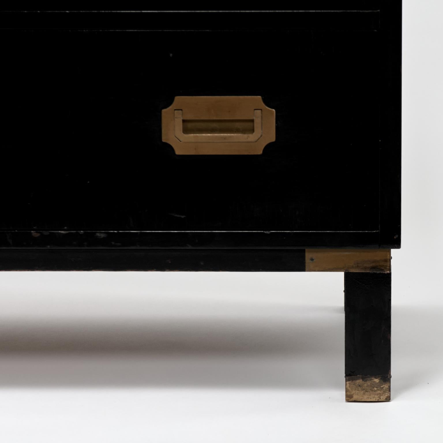 Vintage Ebonized Campaign Style Chest by Milling Road For Sale 5