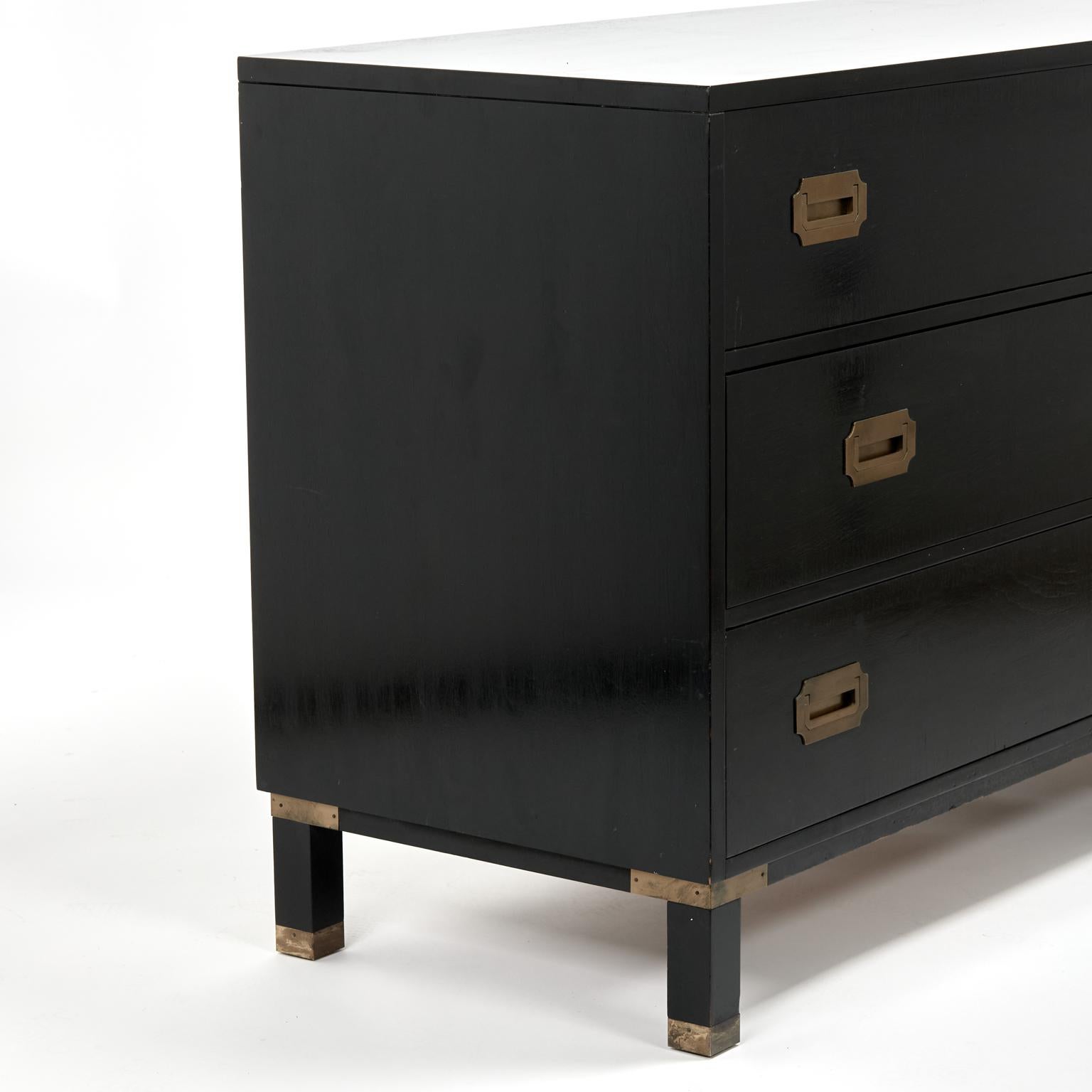 Vintage Ebonized Campaign Style Chest by Milling Road For Sale 6