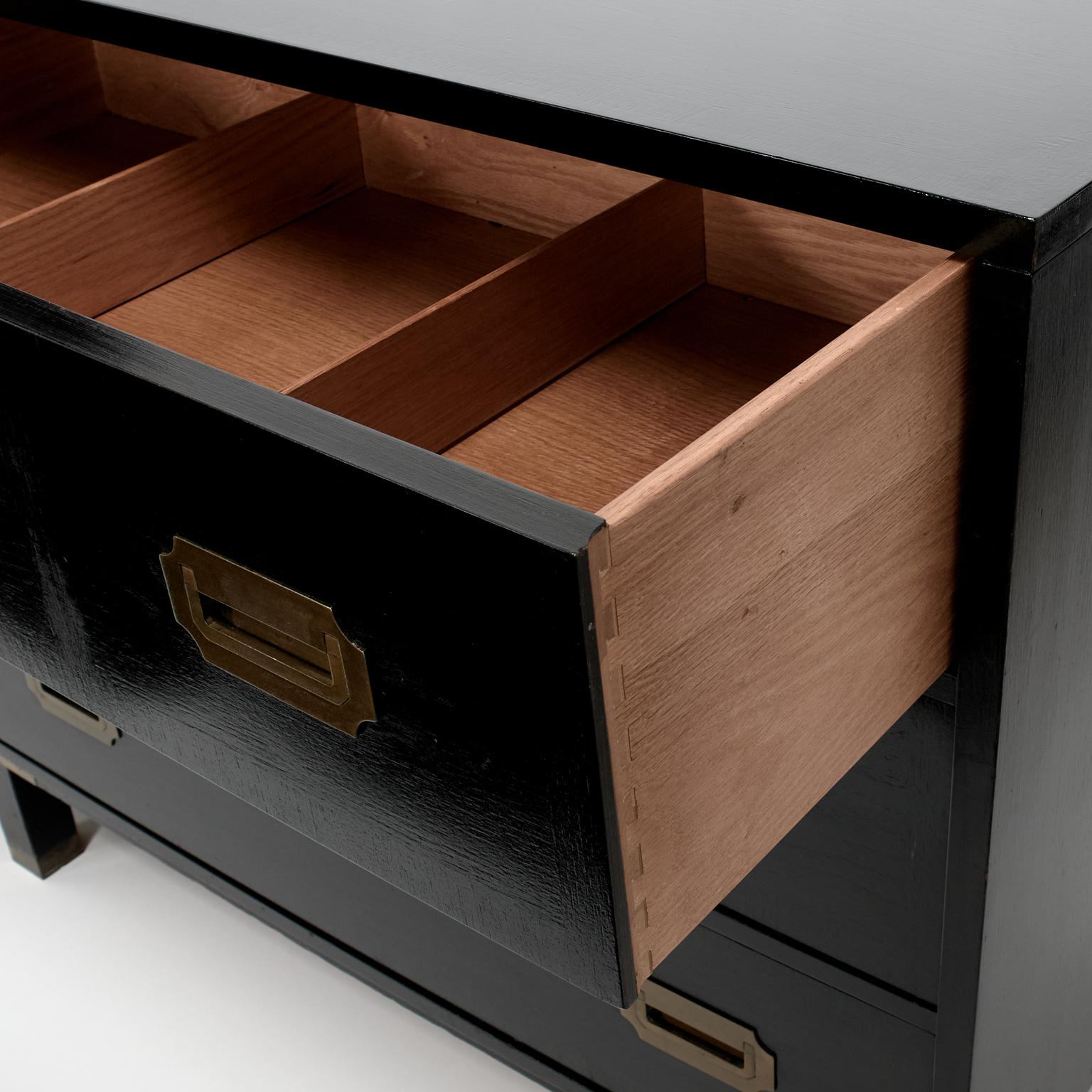 20th Century Vintage Ebonized Campaign Style Chest by Milling Road For Sale