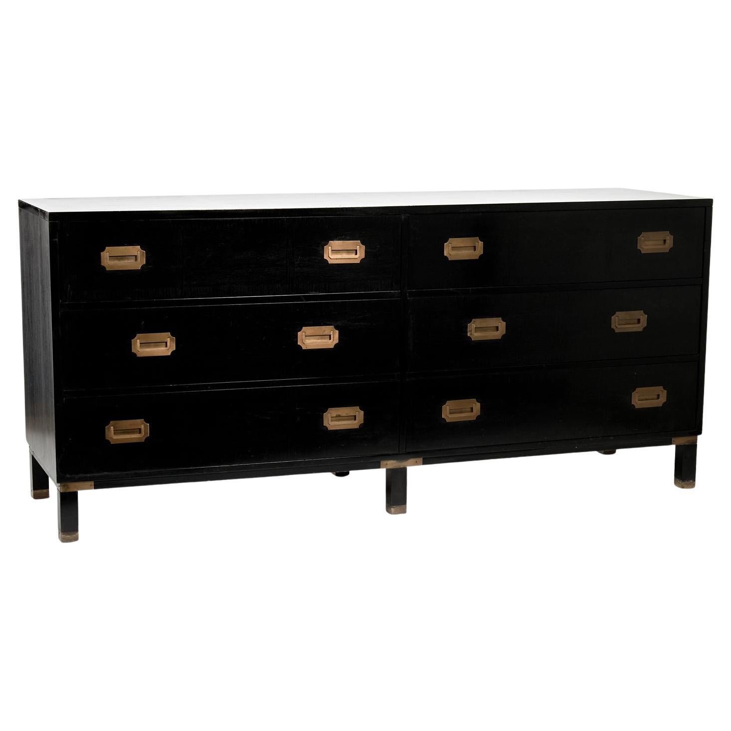 Vintage Ebonized Campaign Style Chest by Milling Road For Sale