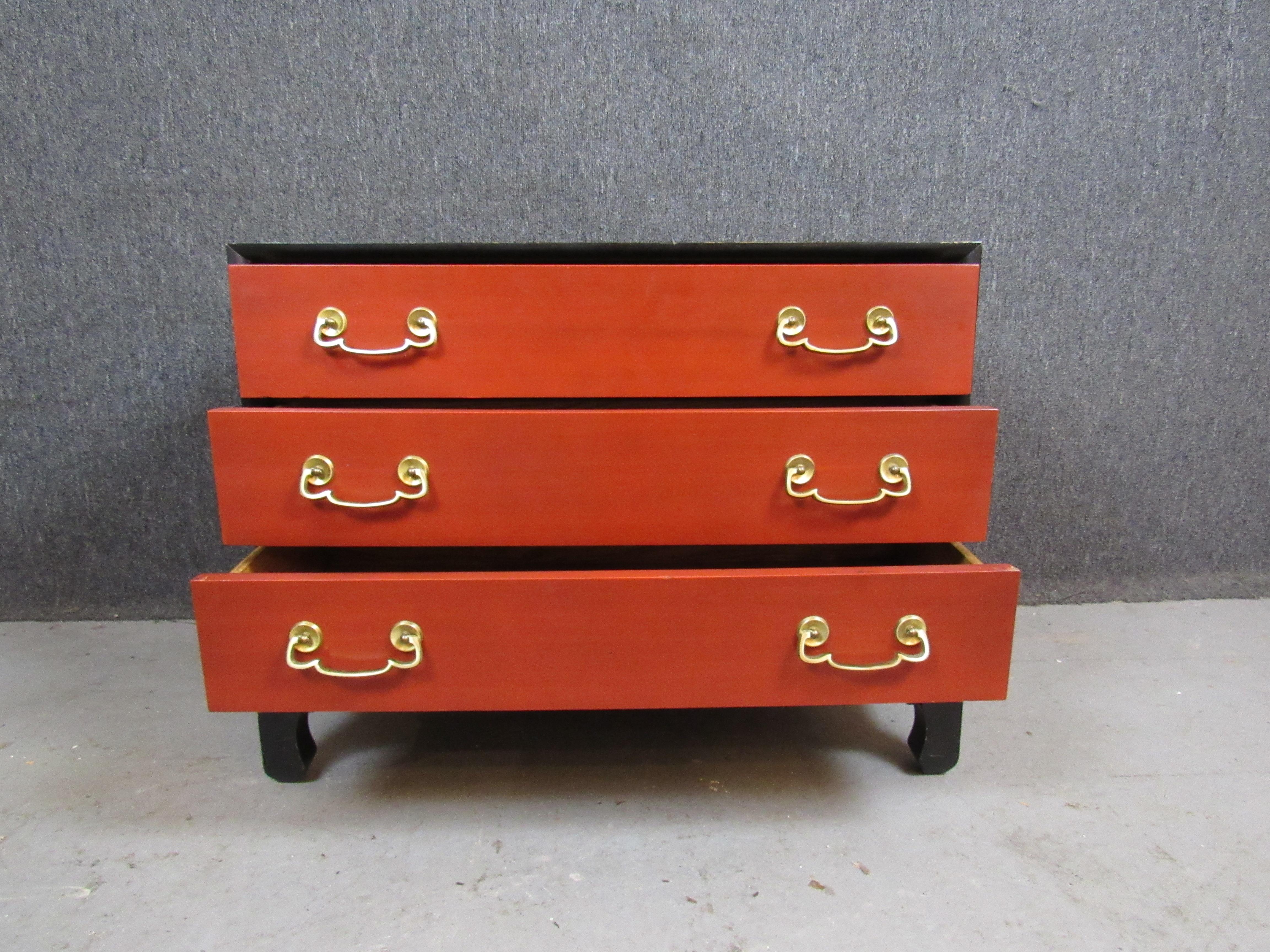 Metal Vintage Ebonized Chinoiserie Chest For Sale