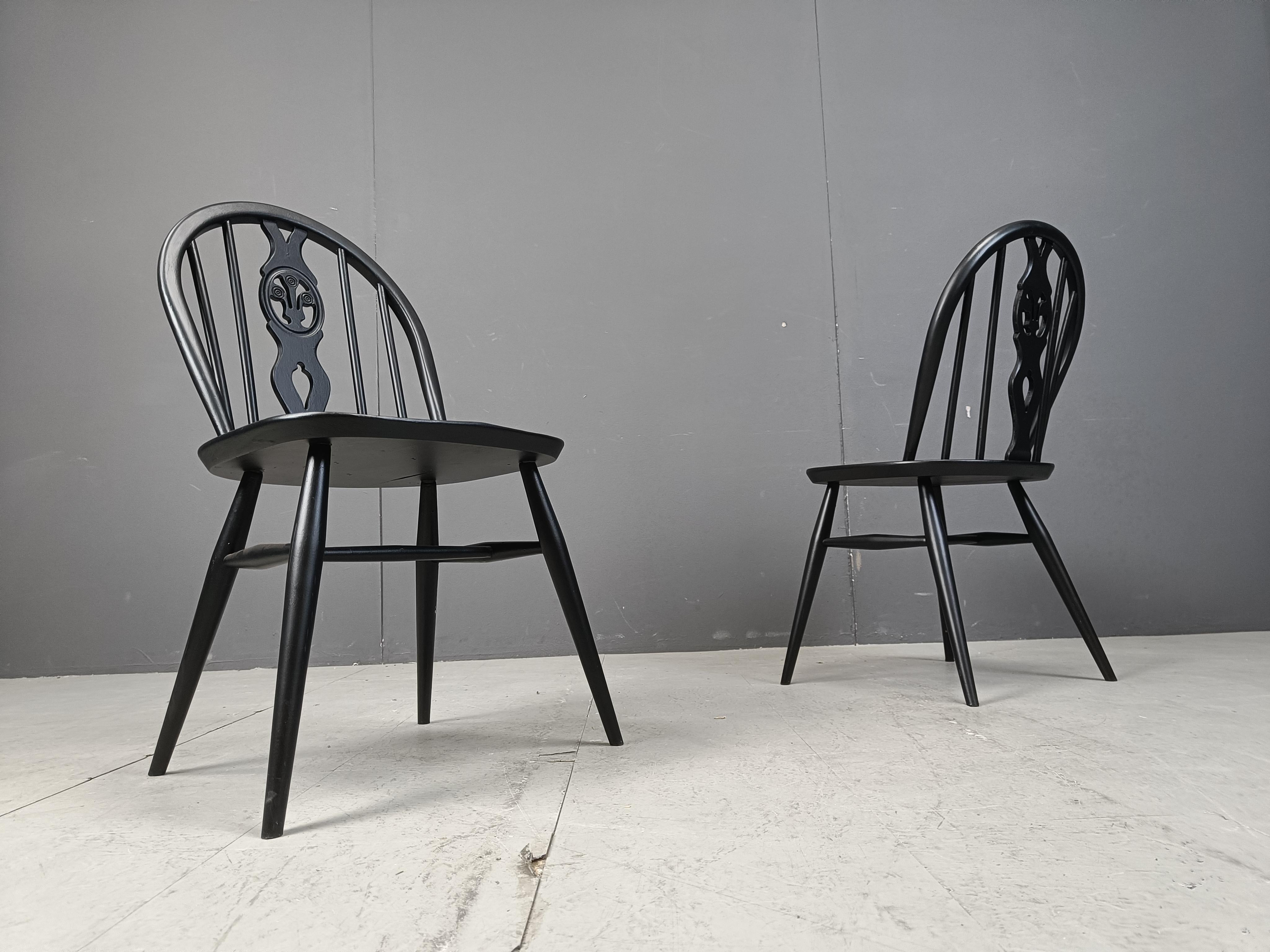 Sedie da pranzo vintage ebanizzate di Ercol, anni '50 in vendita 3