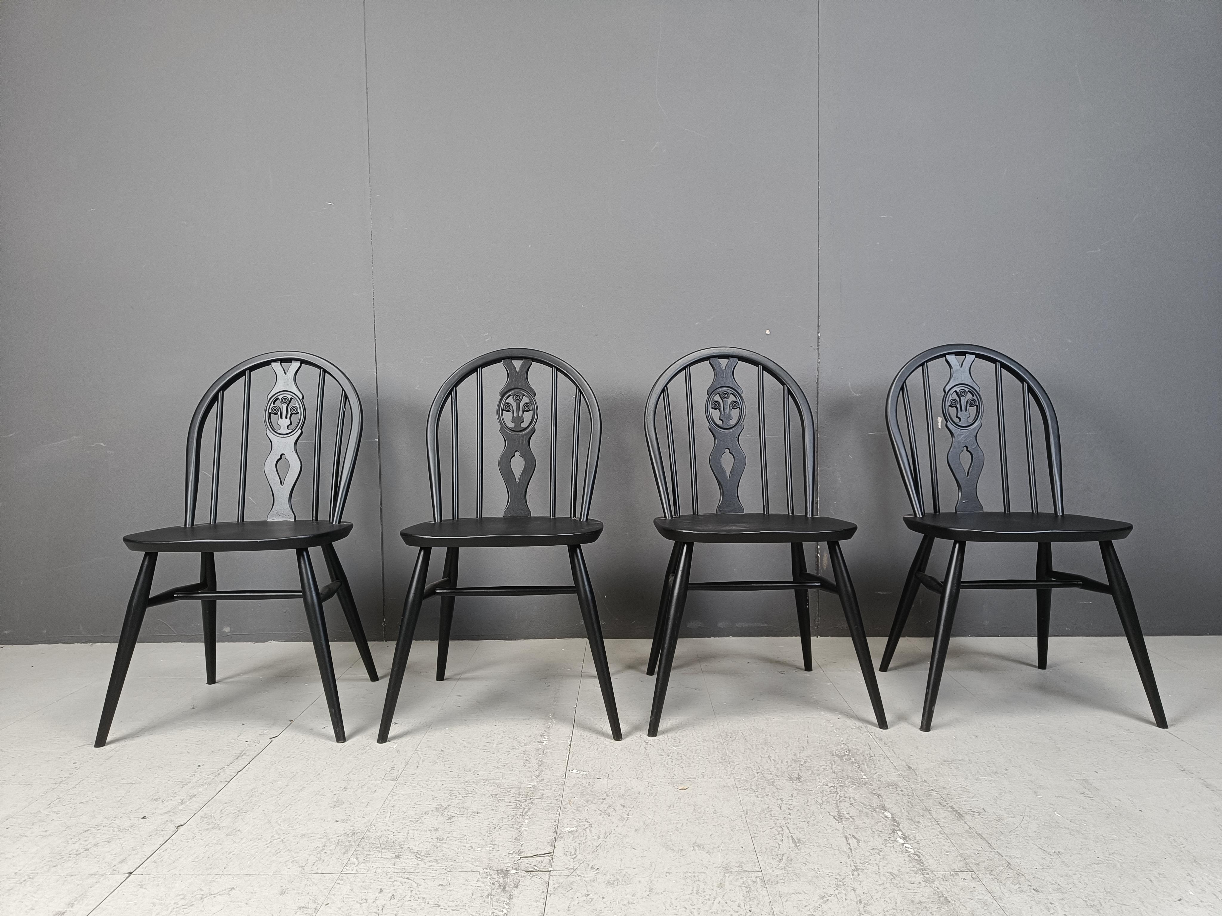 Britannico Sedie da pranzo vintage ebanizzate di Ercol, anni '50 in vendita