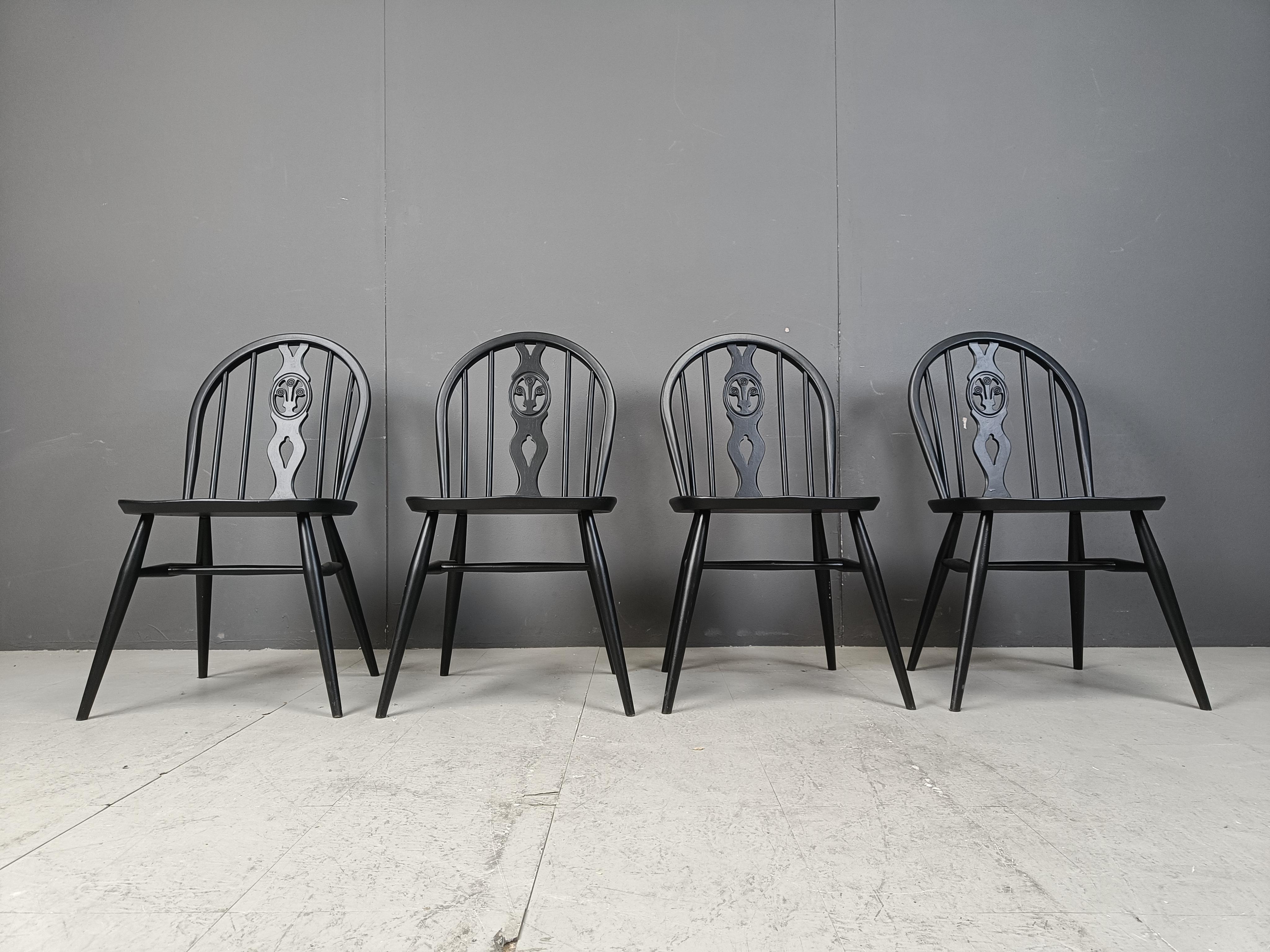 Ebanizzato Sedie da pranzo vintage ebanizzate di Ercol, anni '50 in vendita