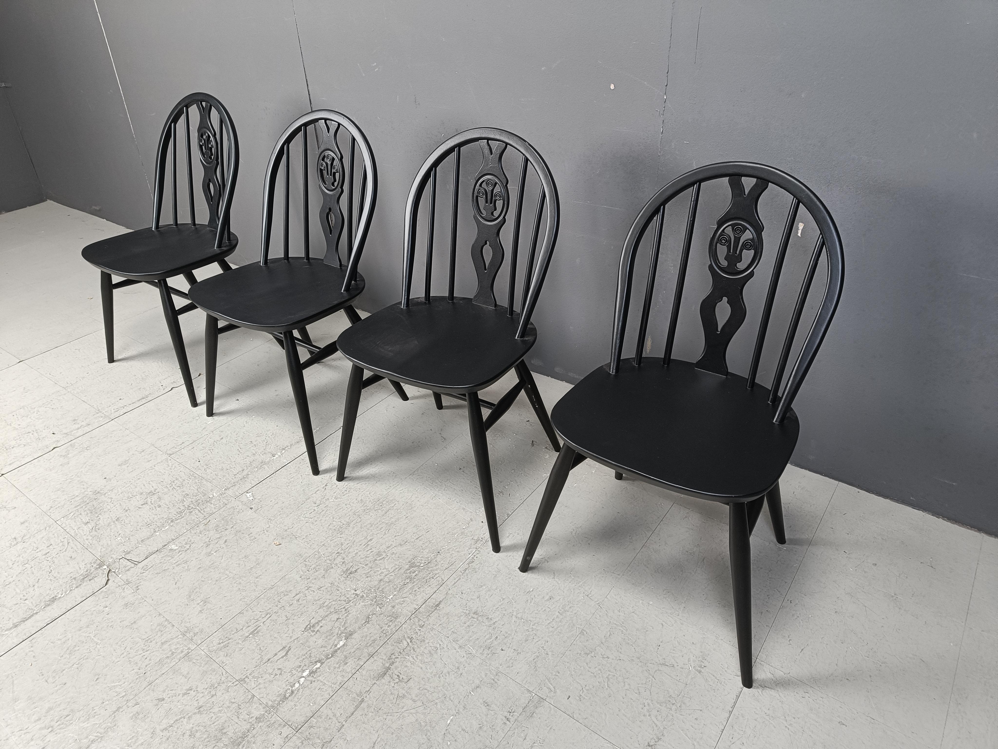 Sedie da pranzo vintage ebanizzate di Ercol, anni '50 In condizioni buone in vendita a Leuven, Vlaams Gewest