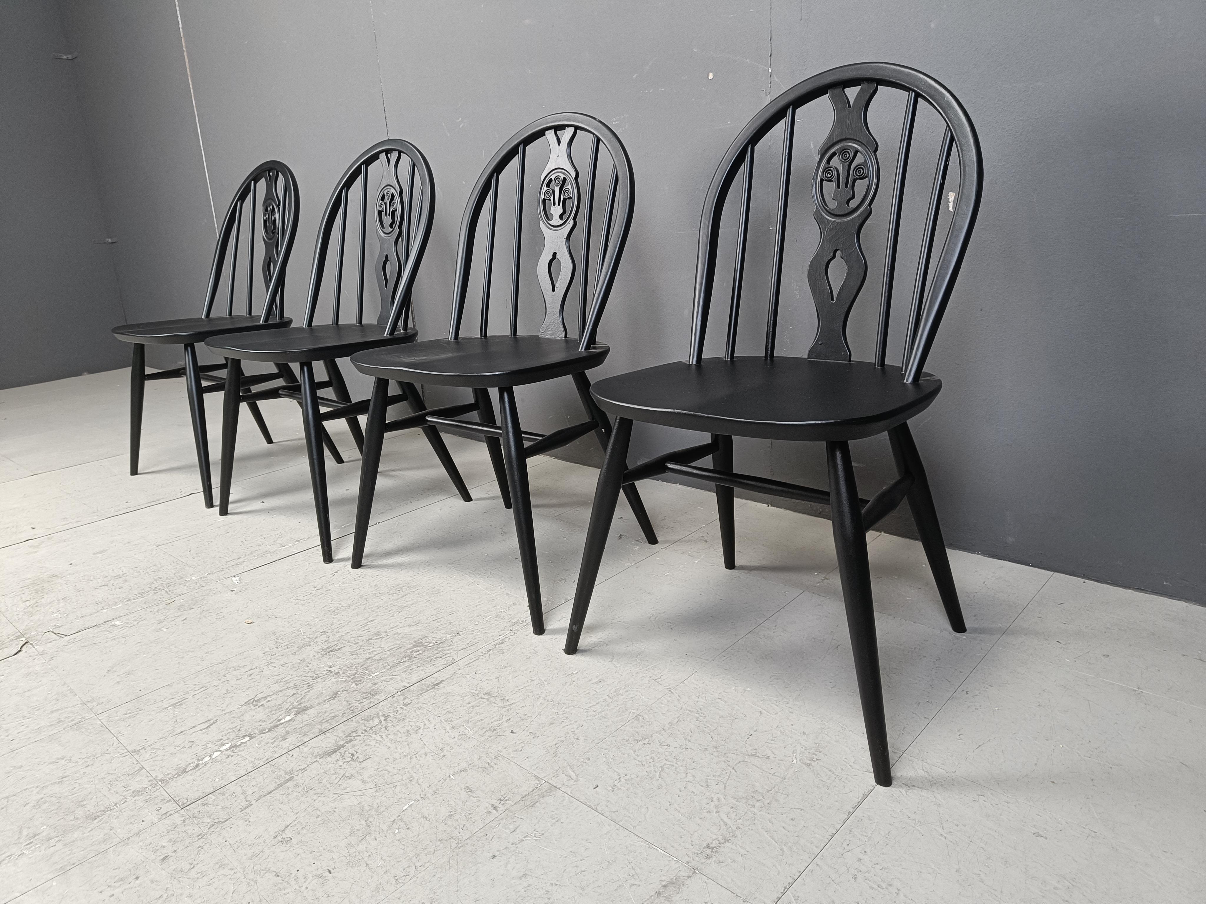 Sedie da pranzo vintage ebanizzate di Ercol, anni '50 in vendita 1
