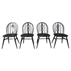 Chaises de salle à manger vintage ébonisées par Ercol, années 1950