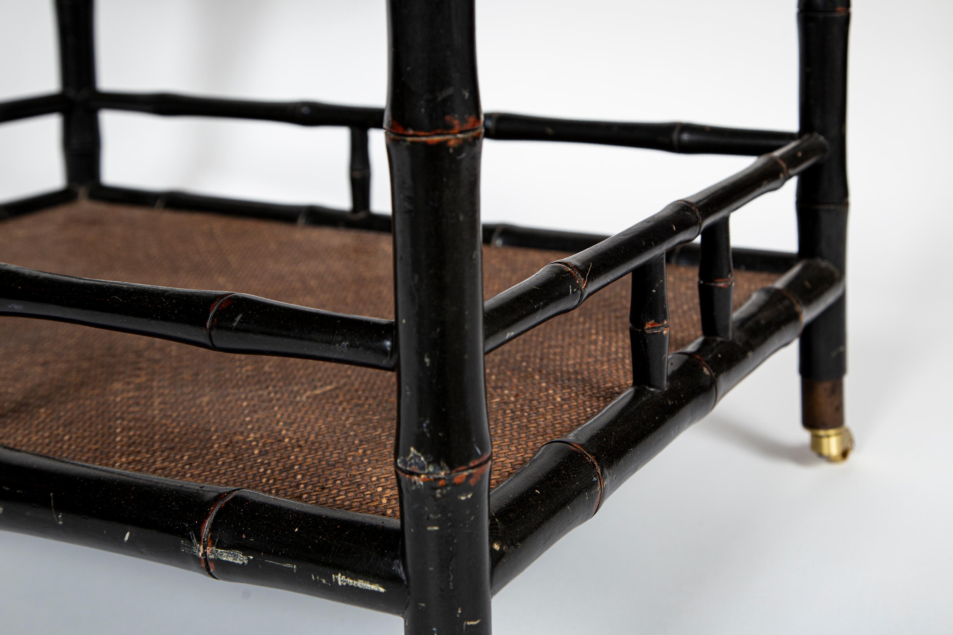 Carrello da bar in finto bambù ebanizzato d'epoca, 20° secolo in vendita 7