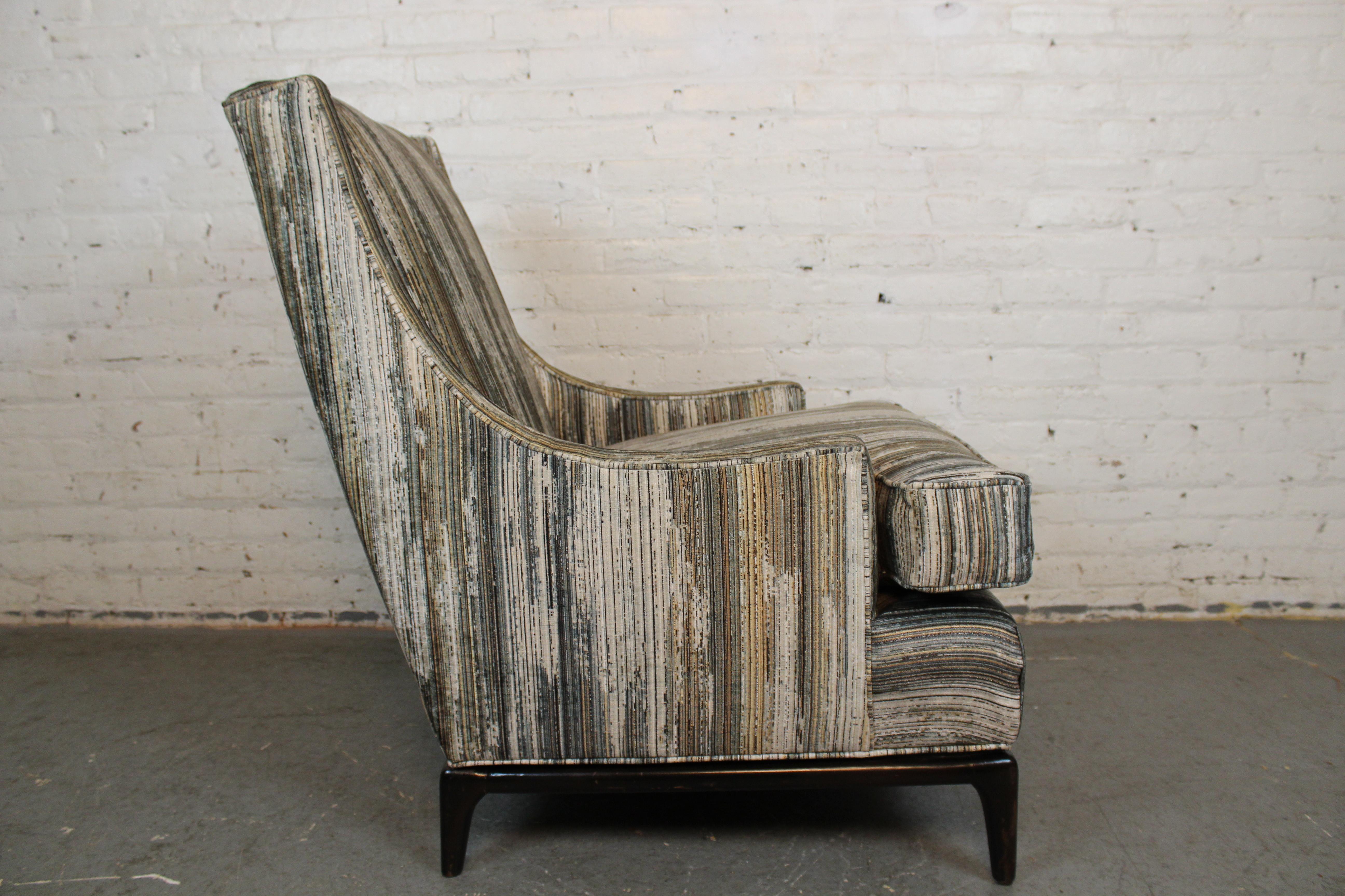 Reupholstered Mid-Century Lounge Chair and Ottoman after T.H. Robsjohn-Gibbings For Sale 2