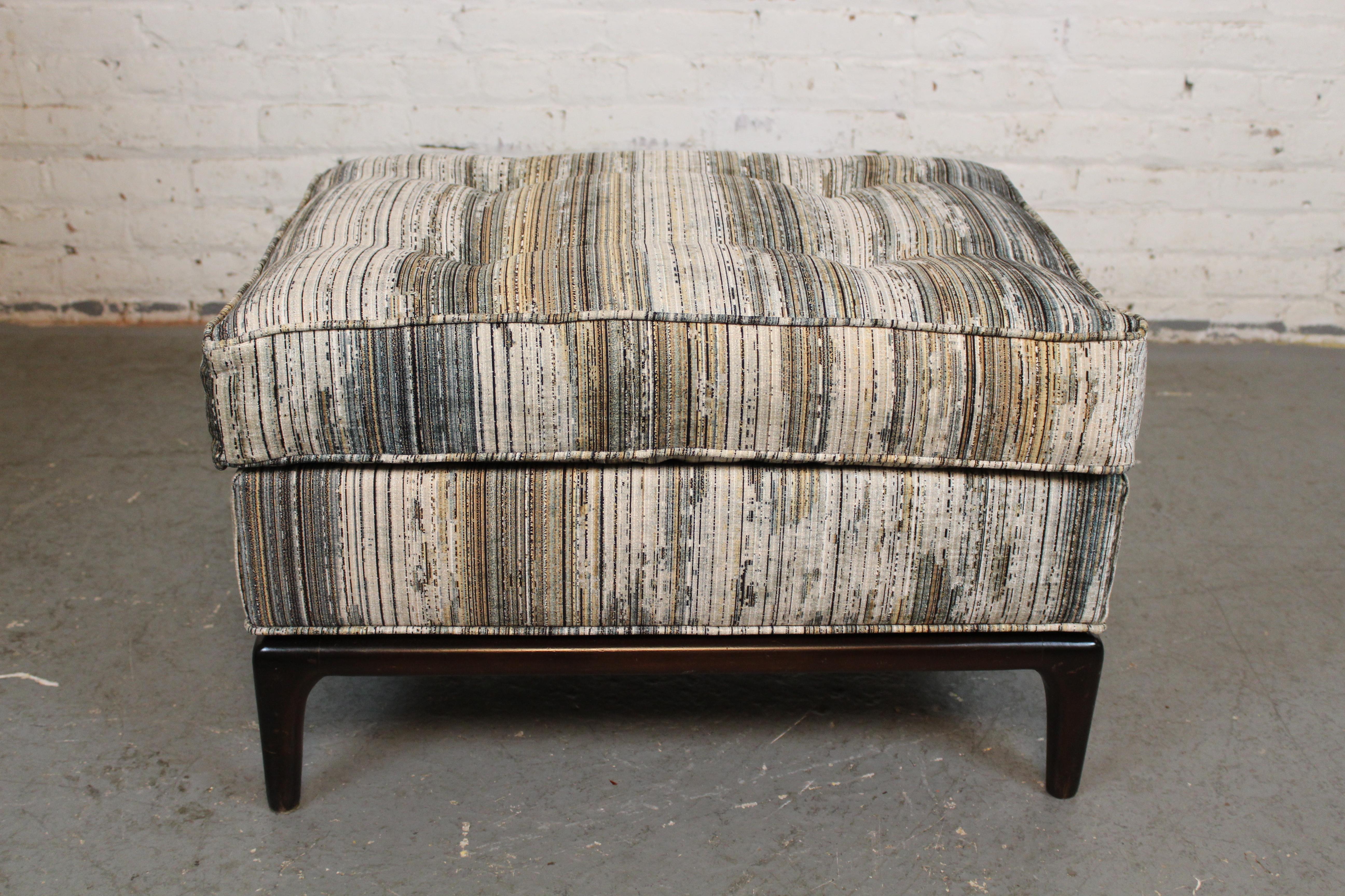 Reupholstered Mid-Century Lounge Chair and Ottoman after T.H. Robsjohn-Gibbings For Sale 3