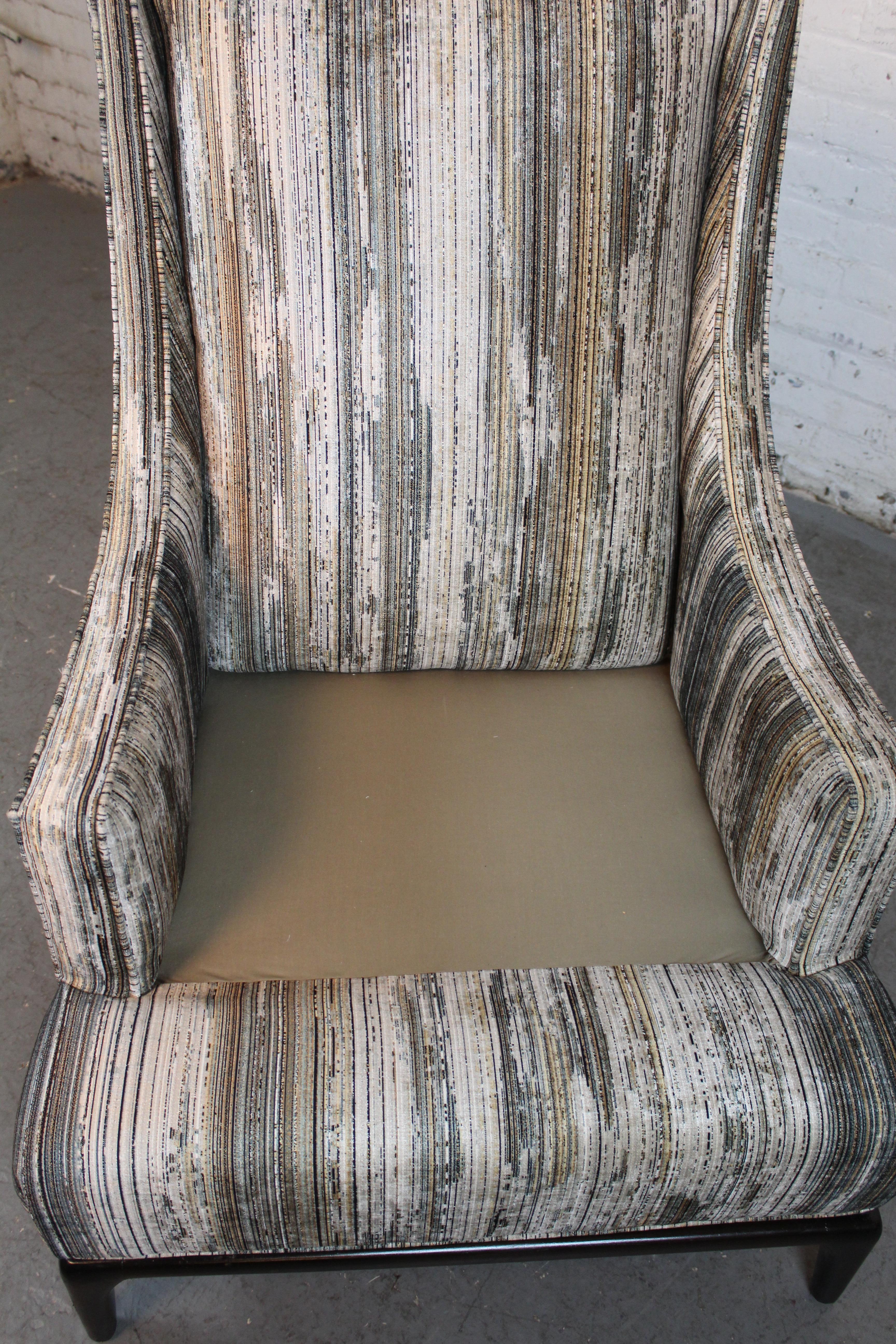 Reupholstered Mid-Century Lounge Chair and Ottoman after T.H. Robsjohn-Gibbings For Sale 10