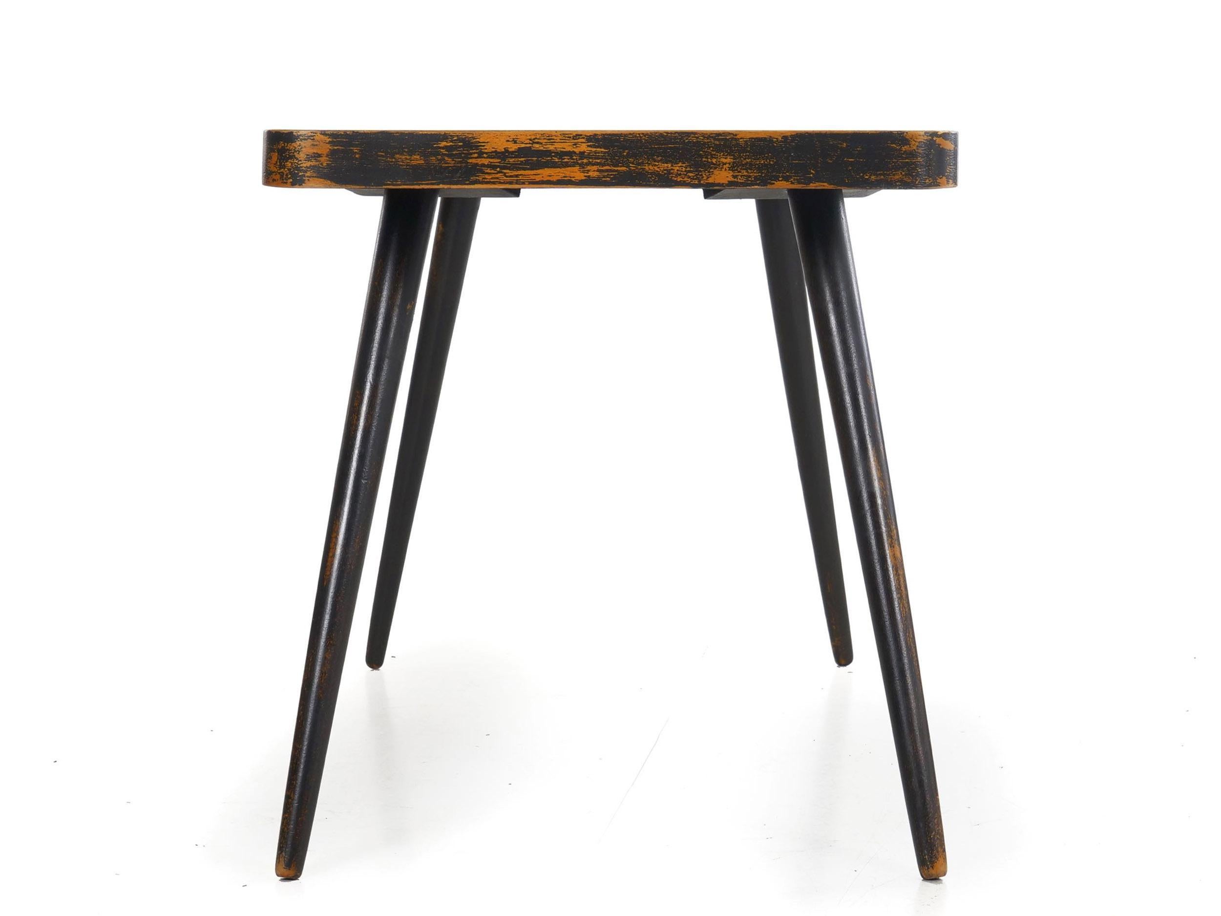 Vintage Ebonized Splay-Leg Cocktail Coffee Table with Black Glass, 20th Century For Sale 2