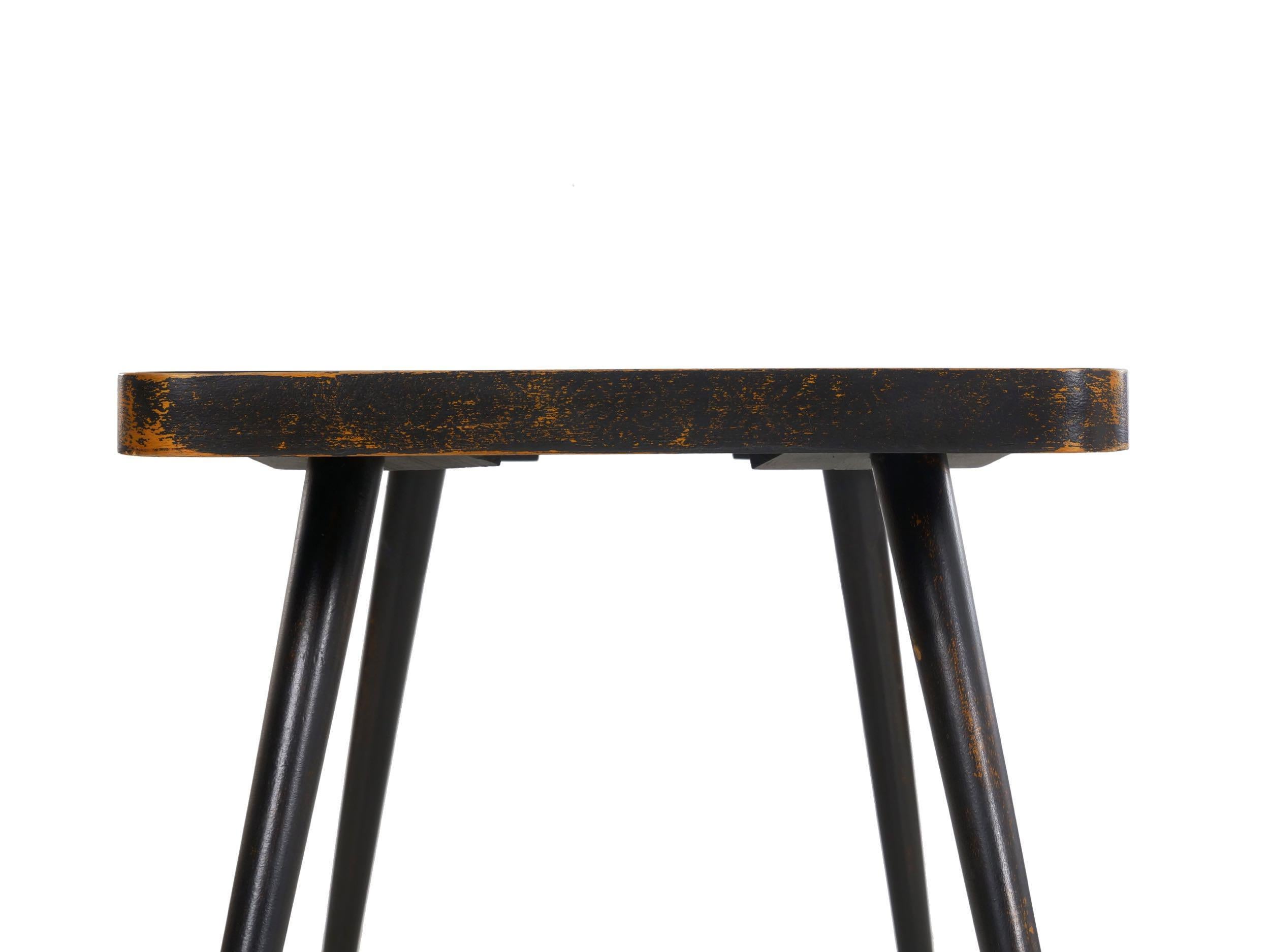 Vintage Ebonized Splay-Leg Cocktail Coffee Table with Black Glass, 20th Century For Sale 6