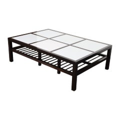 Vintage Ebonized Wood and Vitrolite Glass Coffee Table by Van Keppel and Green