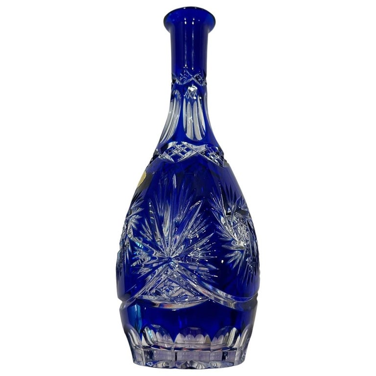 Vintage Echt Bleikristal German Cobalt Blue Cut to Clear Crystal